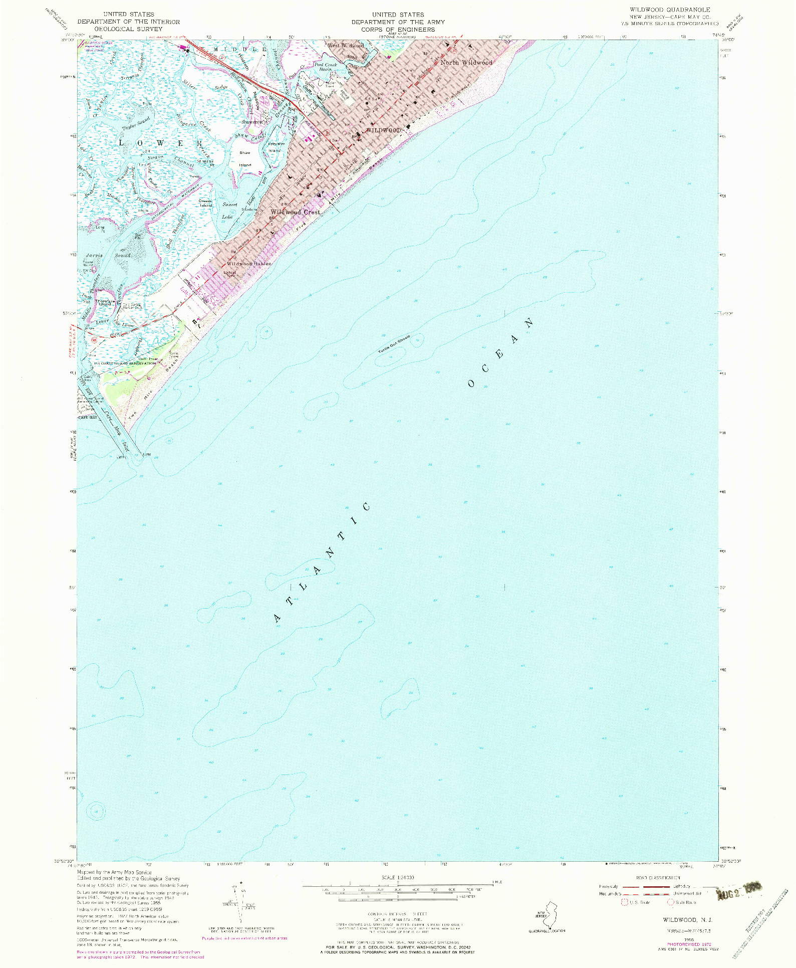 USGS 1:24000-SCALE QUADRANGLE FOR WILDWOOD, NJ 1955