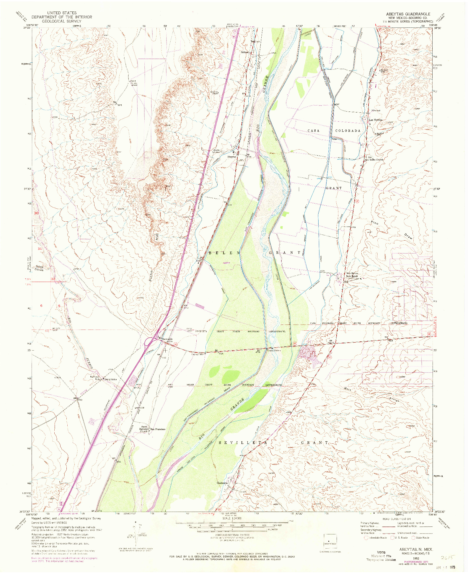USGS 1:24000-SCALE QUADRANGLE FOR ABEYTAS, NM 1952