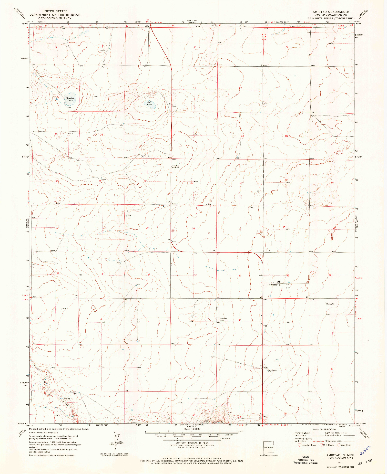 USGS 1:24000-SCALE QUADRANGLE FOR AMISTAD, NM 1971