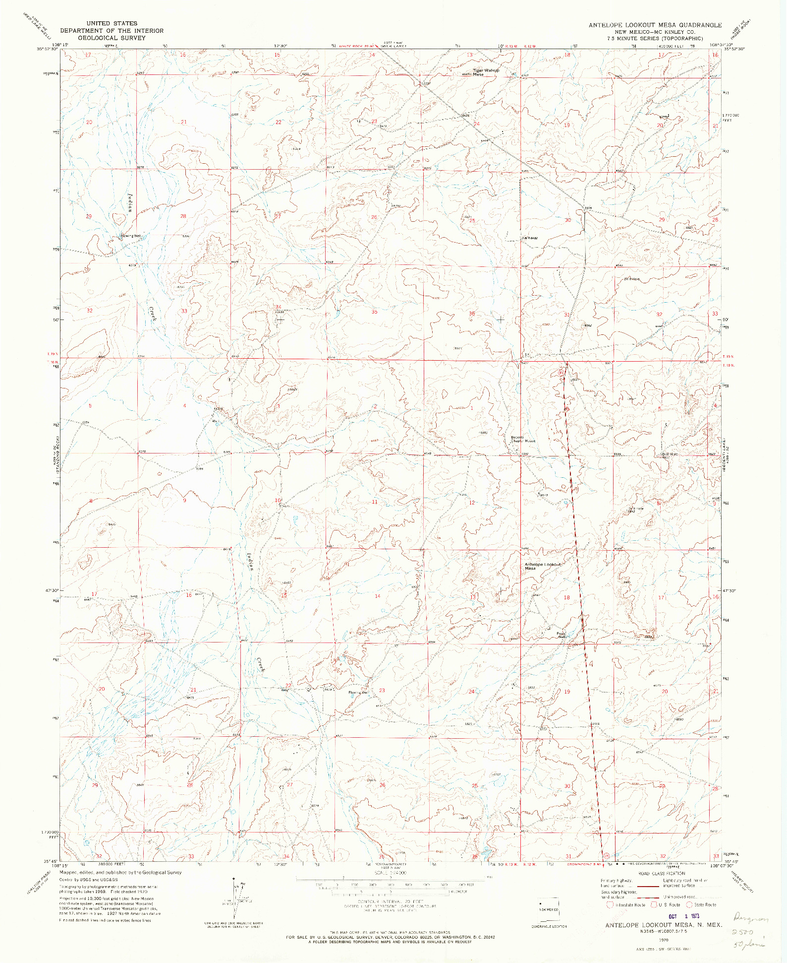 USGS 1:24000-SCALE QUADRANGLE FOR ANTELOPE LOOKOUT MESA, NM 1970