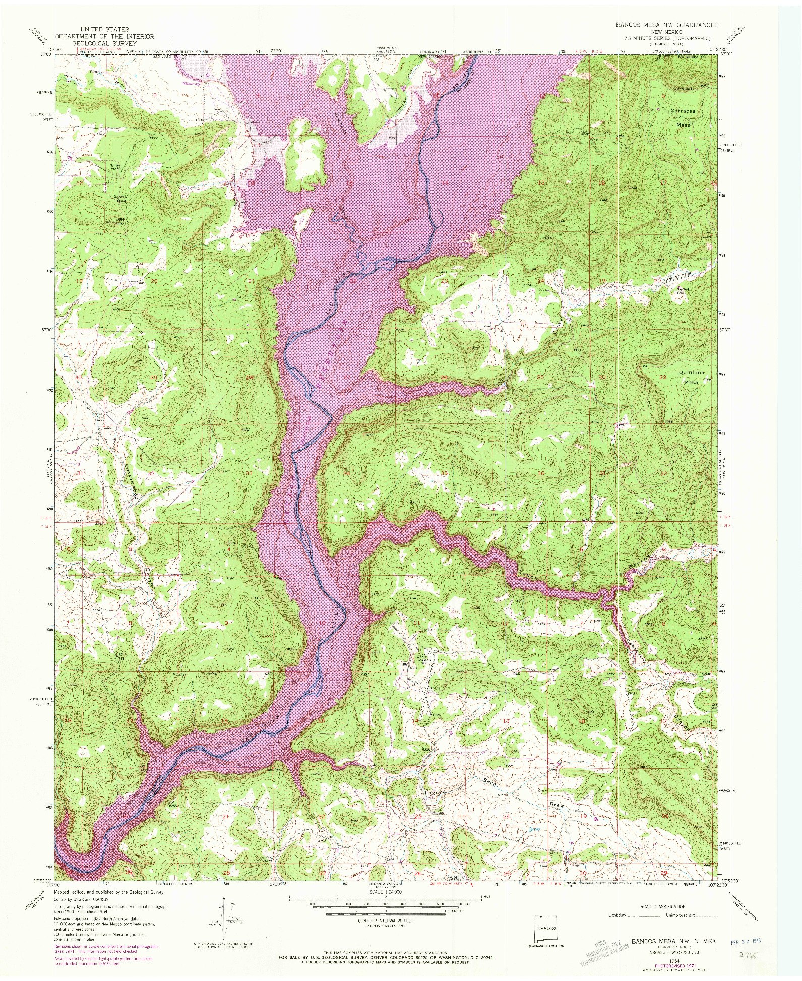 USGS 1:24000-SCALE QUADRANGLE FOR BANCOS MESA NW, NM 1954