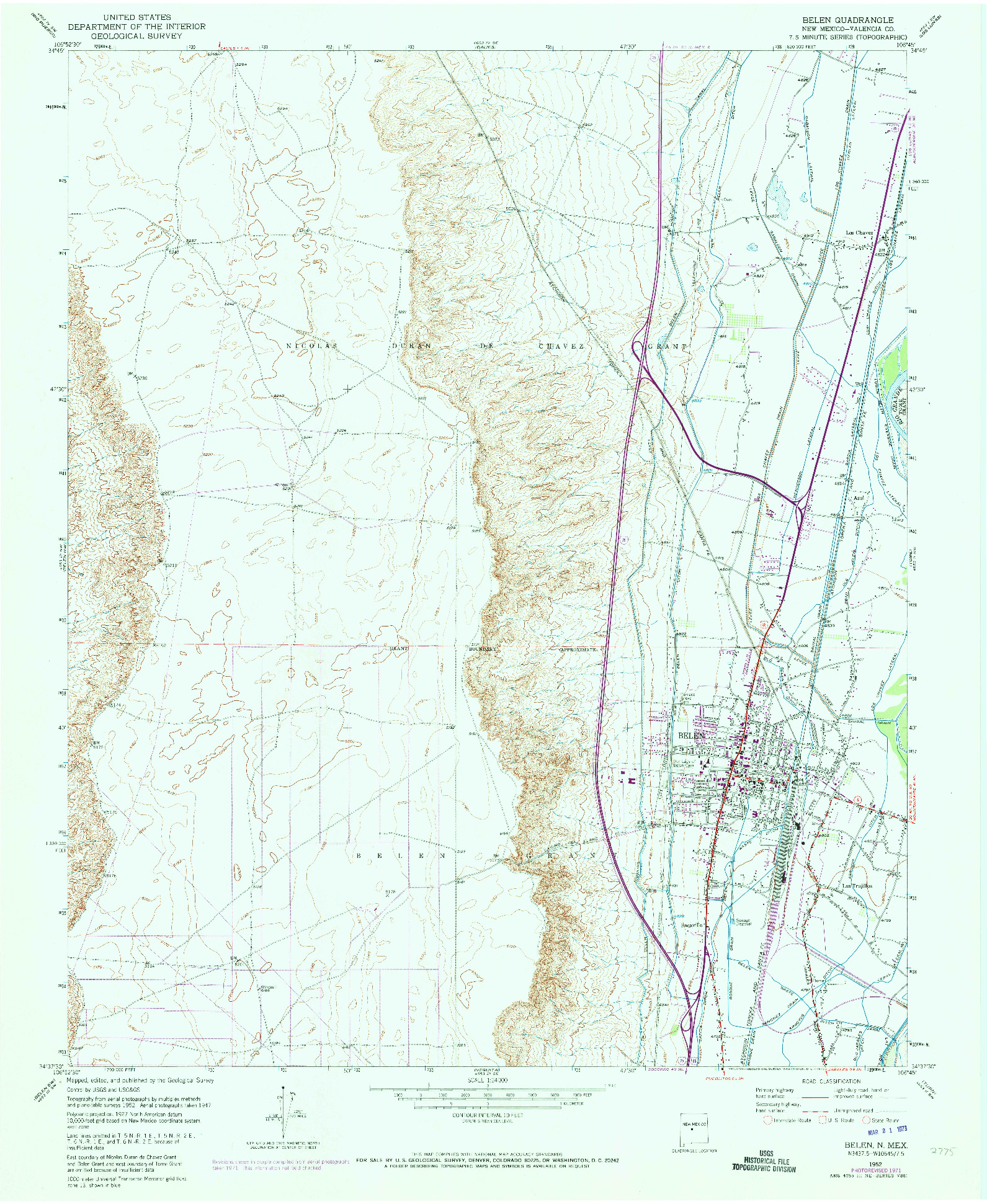 USGS 1:24000-SCALE QUADRANGLE FOR BELEN, NM 1952