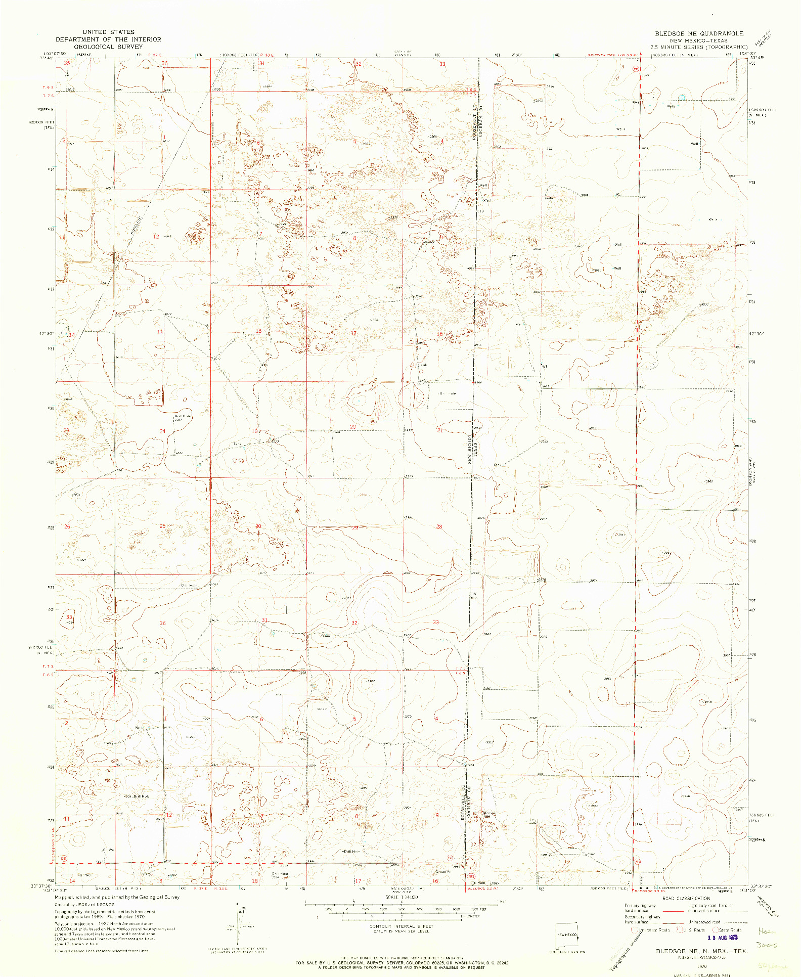 USGS 1:24000-SCALE QUADRANGLE FOR BLEDSOE NE, NM 1970
