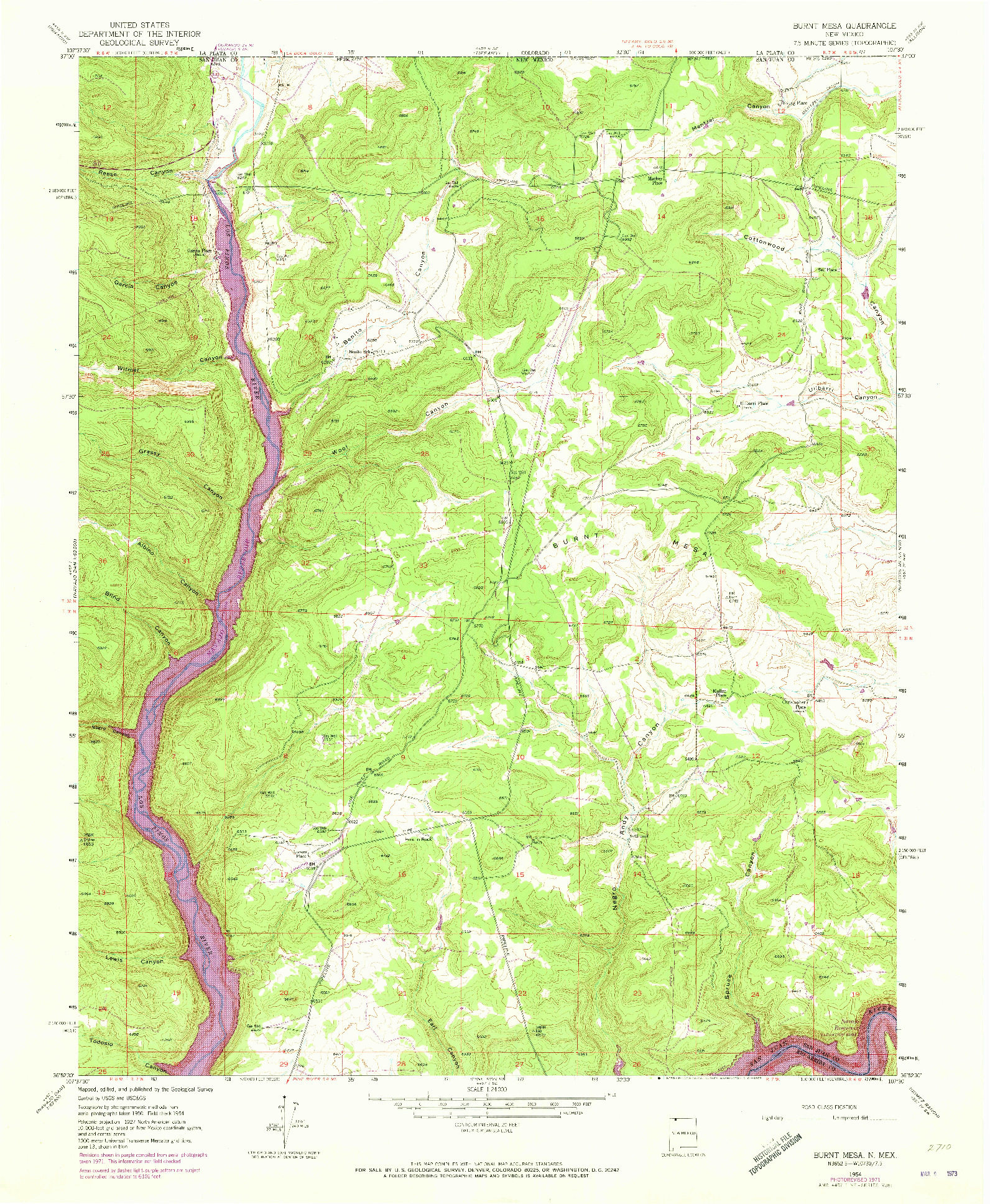 USGS 1:24000-SCALE QUADRANGLE FOR BURNT MESA, NM 1954