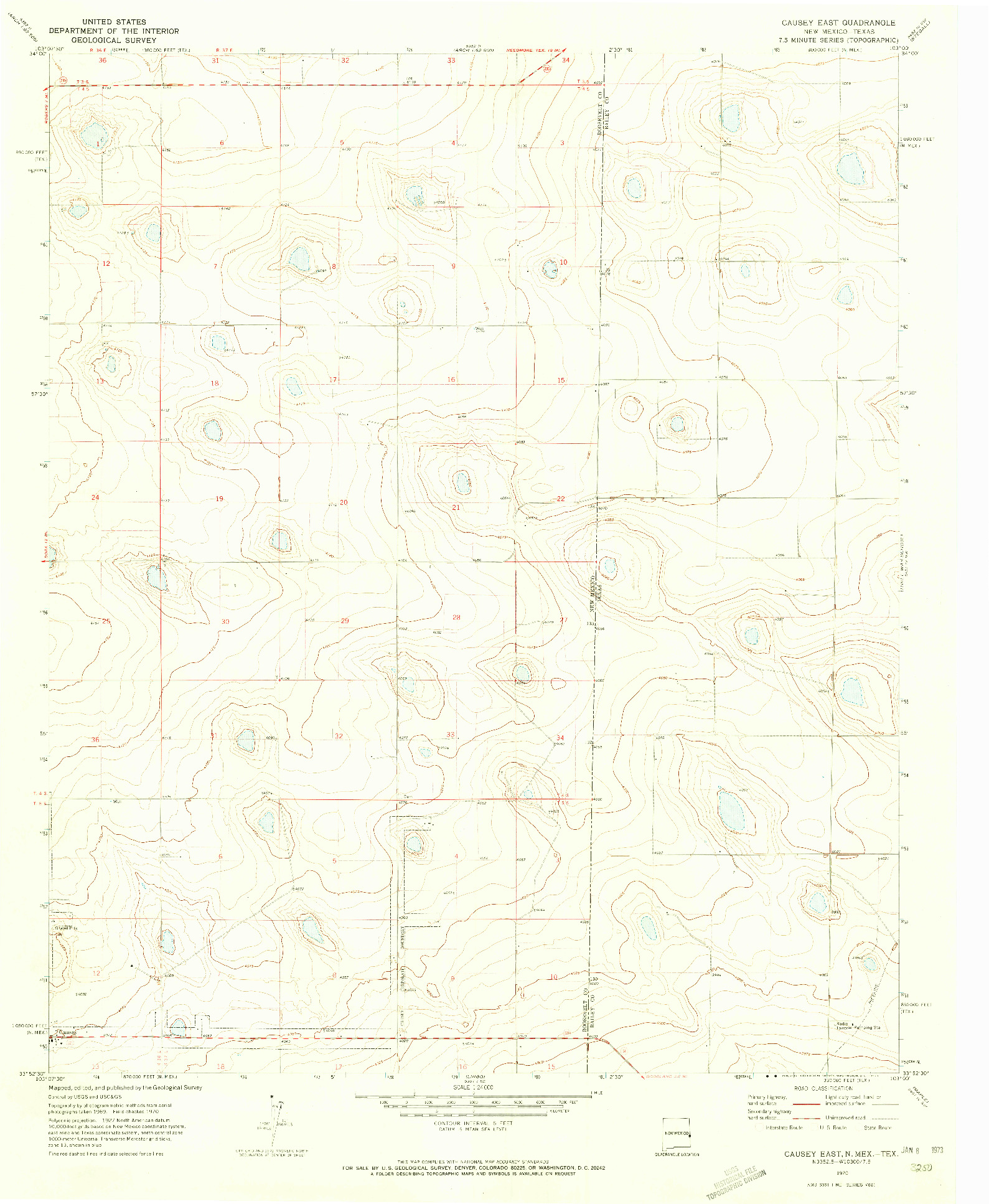 USGS 1:24000-SCALE QUADRANGLE FOR CAUSEY EAST, NM 1970