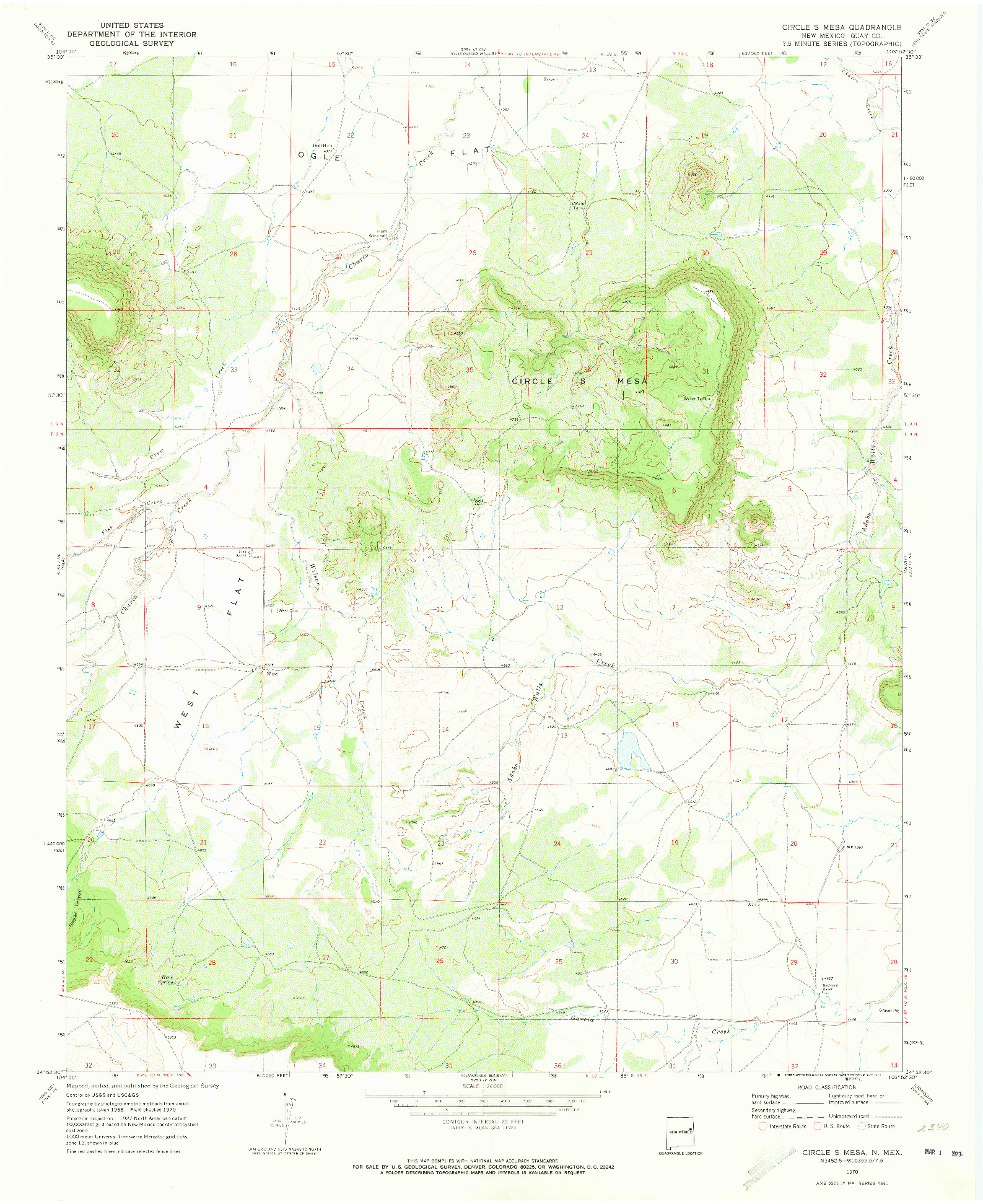 USGS 1:24000-SCALE QUADRANGLE FOR CIRCLES S MESA, NM 1970