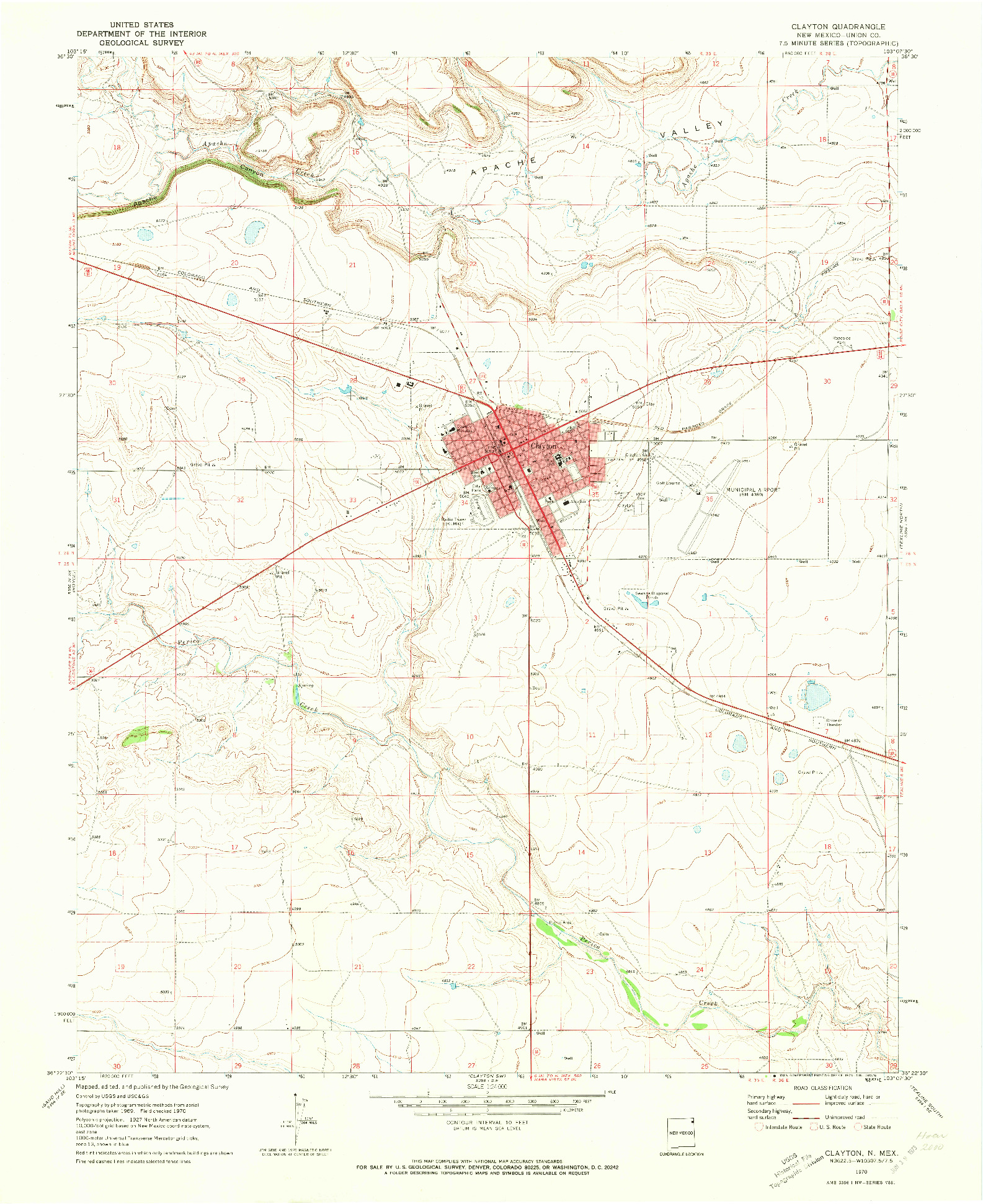 USGS 1:24000-SCALE QUADRANGLE FOR CLAYTON, NM 1970