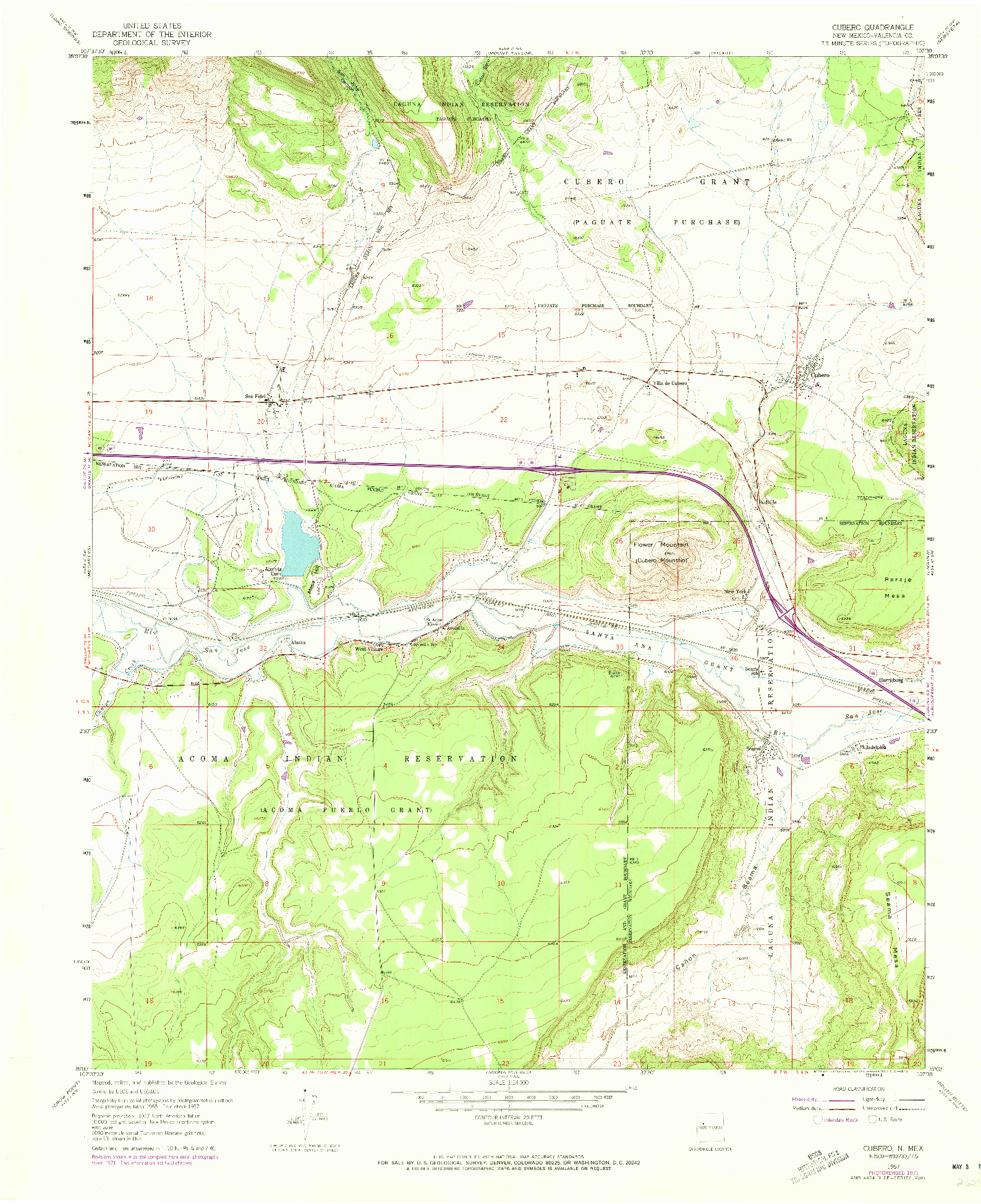 USGS 1:24000-SCALE QUADRANGLE FOR CUBERO, NM 1957
