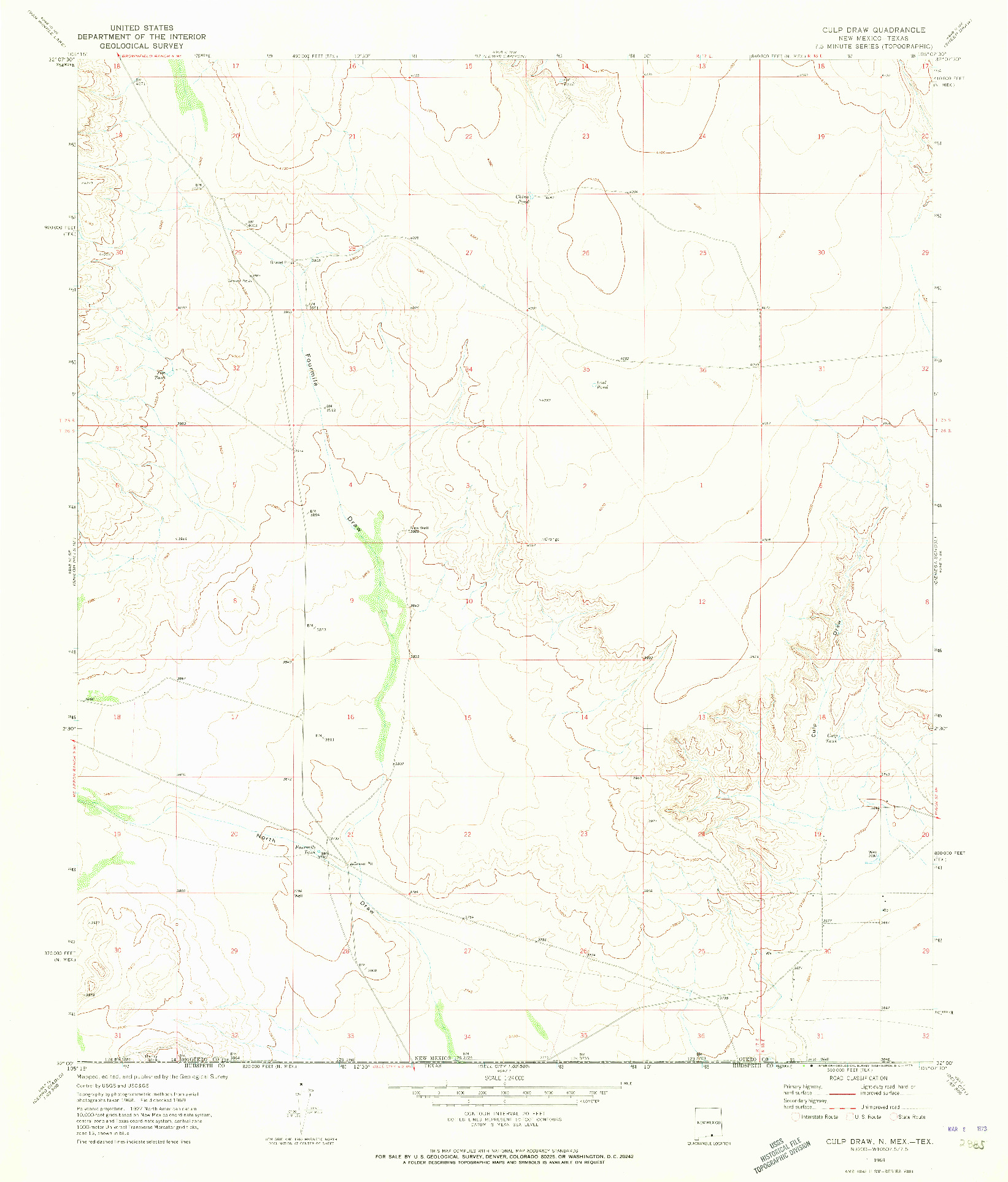 USGS 1:24000-SCALE QUADRANGLE FOR CULP DRAW, NM 1969