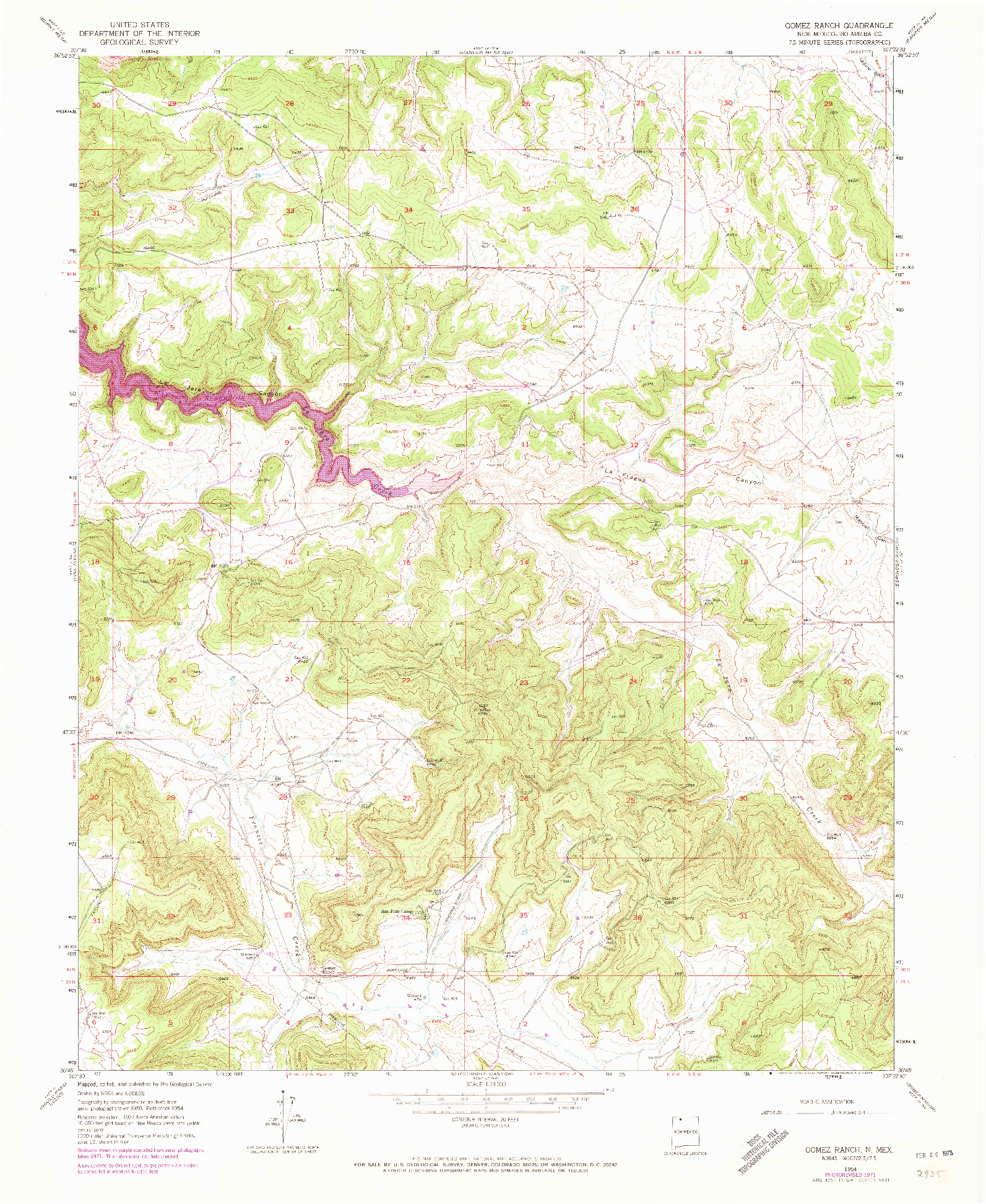 USGS 1:24000-SCALE QUADRANGLE FOR GOMEZ RANCH, NM 1954