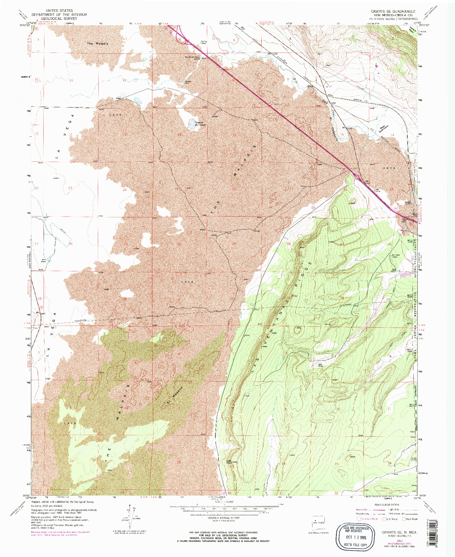 USGS 1:24000-SCALE QUADRANGLE FOR GRANTS SE, NM 1957