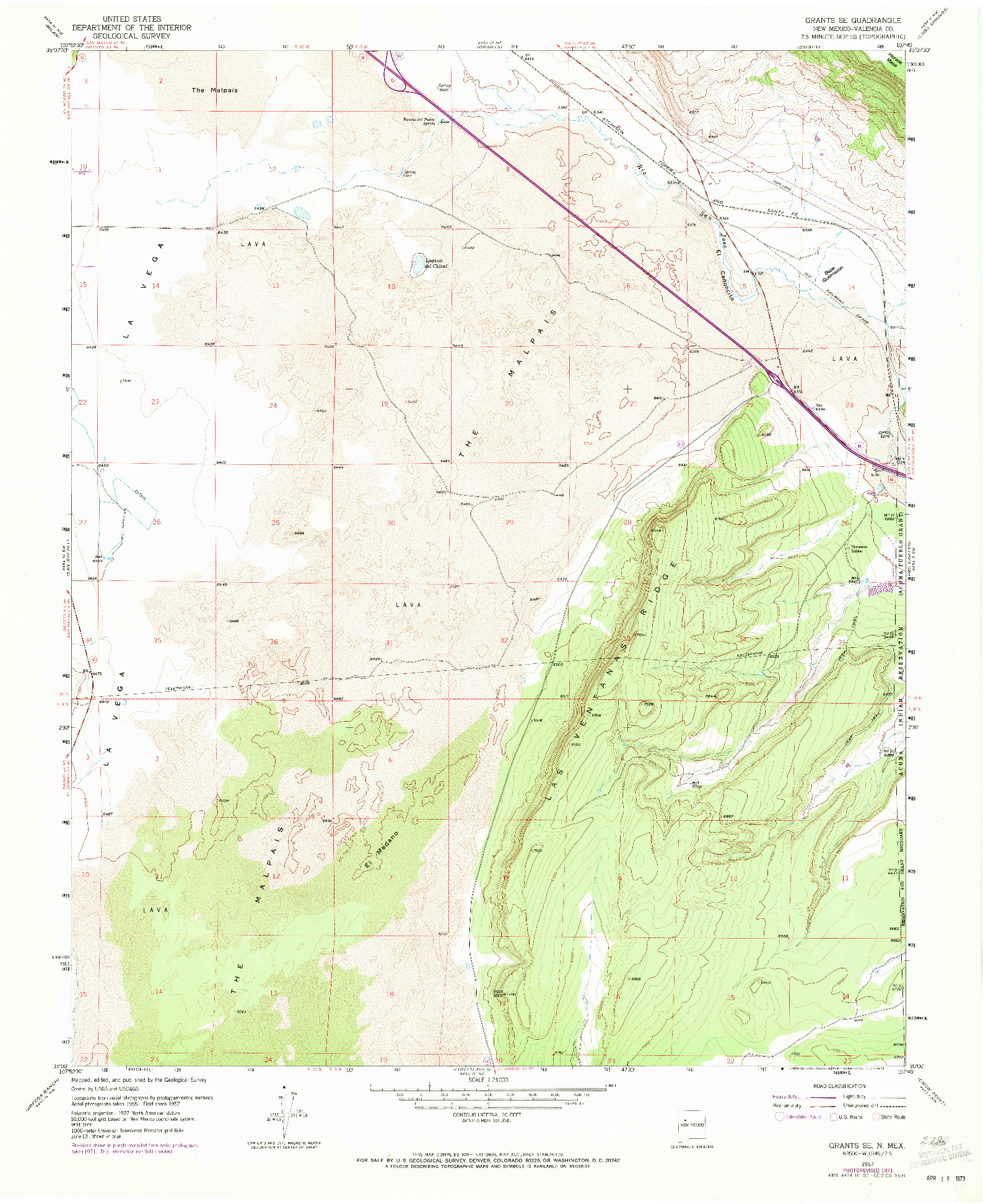 USGS 1:24000-SCALE QUADRANGLE FOR GRANTS SE, NM 1957