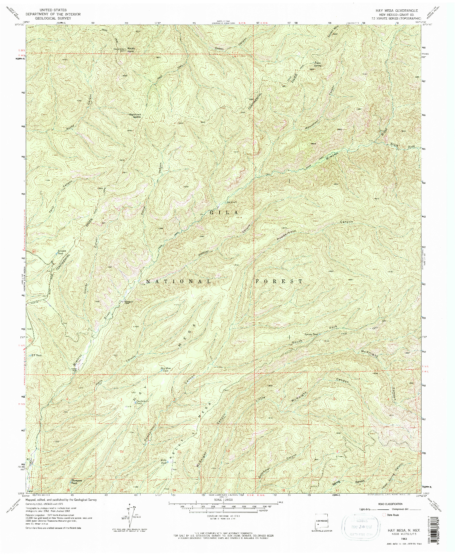 USGS 1:24000-SCALE QUADRANGLE FOR HAY MESA, NM 1963