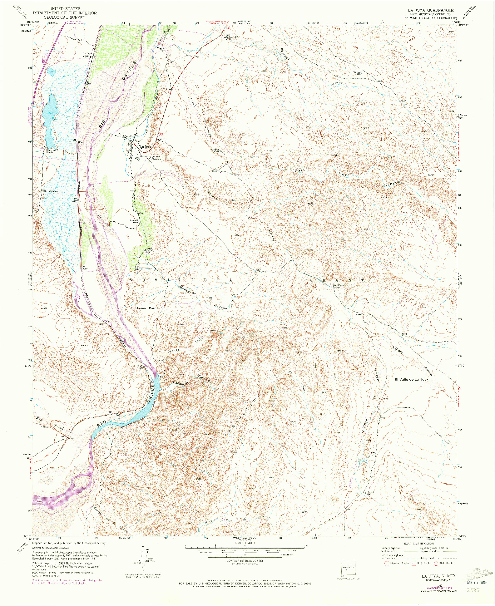 USGS 1:24000-SCALE QUADRANGLE FOR LA JOYA, NM 1952