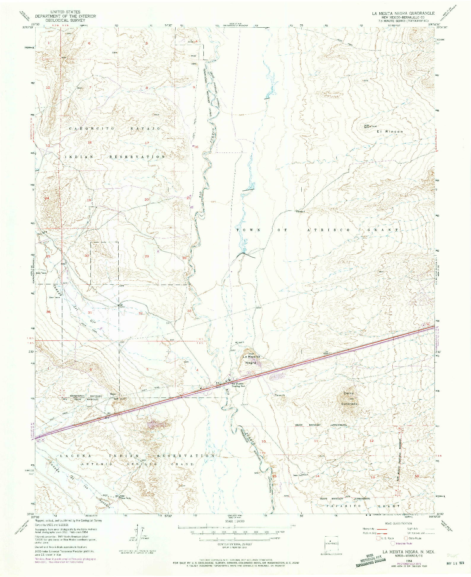 USGS 1:24000-SCALE QUADRANGLE FOR LA MESITA NEGRA, NM 1954