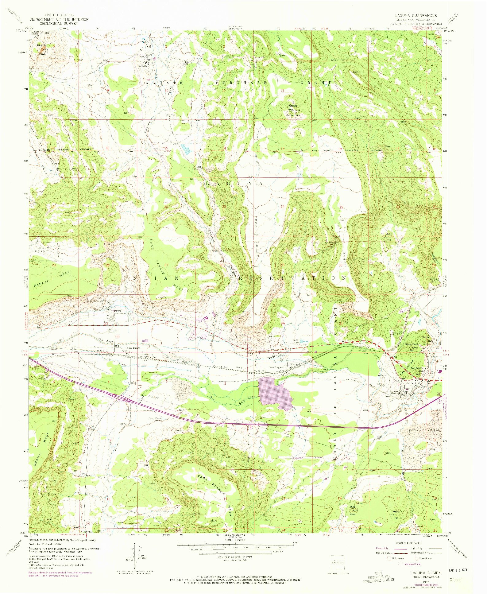 USGS 1:24000-SCALE QUADRANGLE FOR LAGUNA, NM 1957
