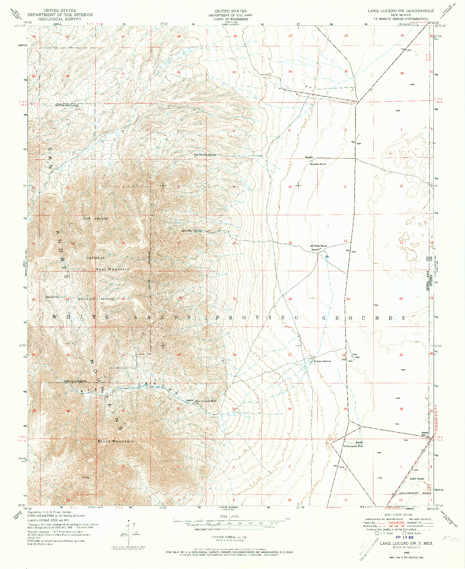 USGS 1:24000-SCALE QUADRANGLE FOR LAKE LUCERO SW, NM 1948