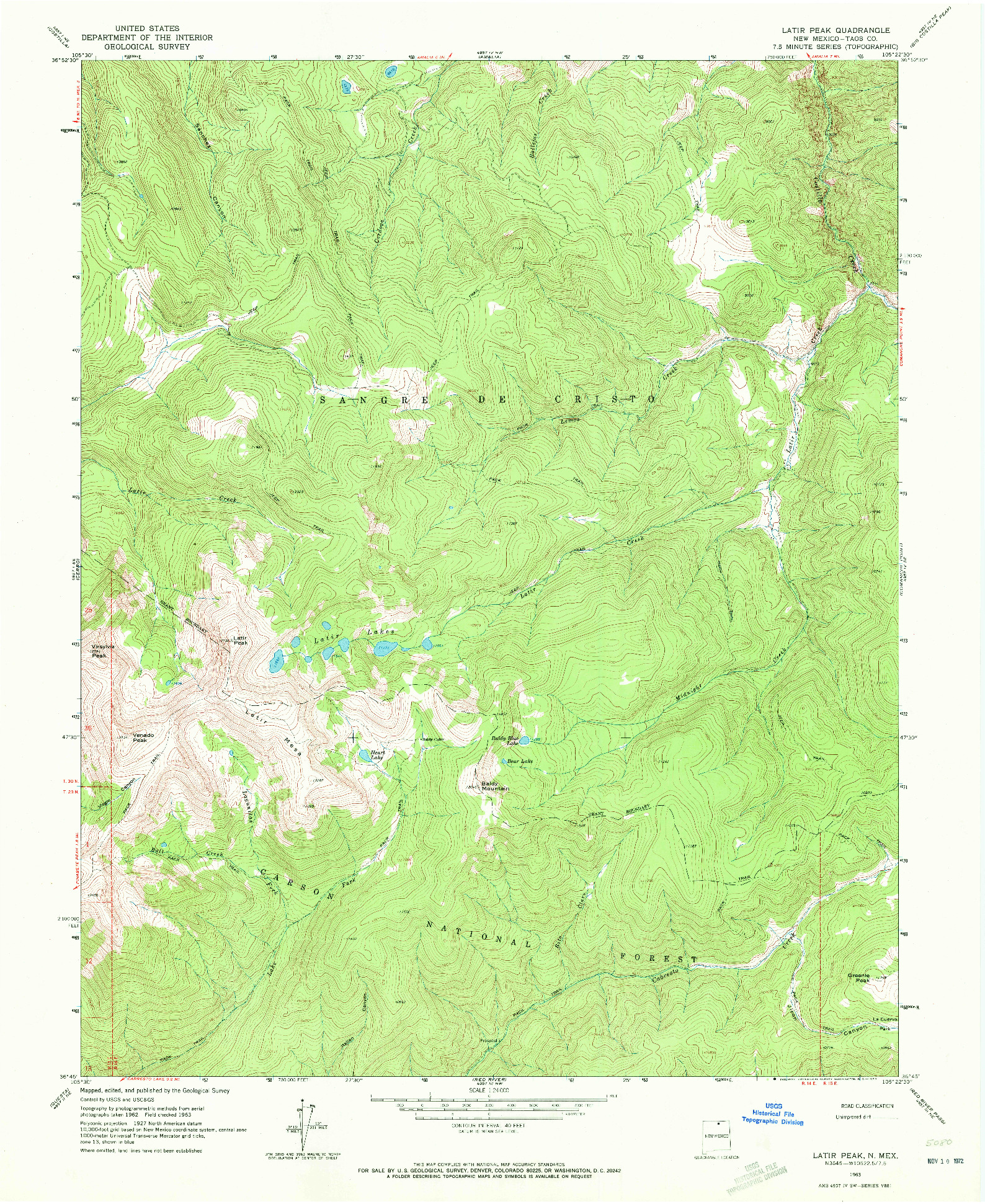 USGS 1:24000-SCALE QUADRANGLE FOR LATIR PEAK, NM 1963