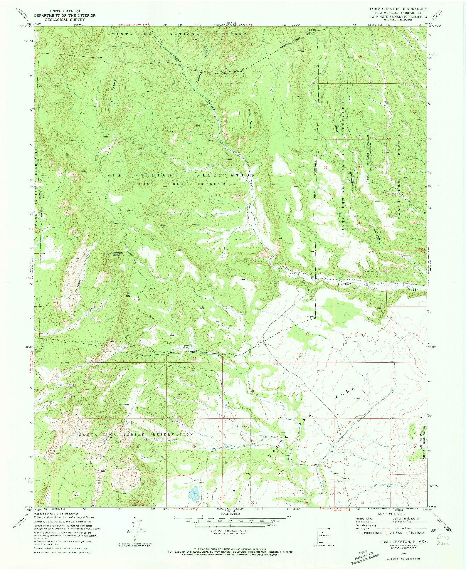 USGS 1:24000-SCALE QUADRANGLE FOR LOMA CRESTON, NM 1970