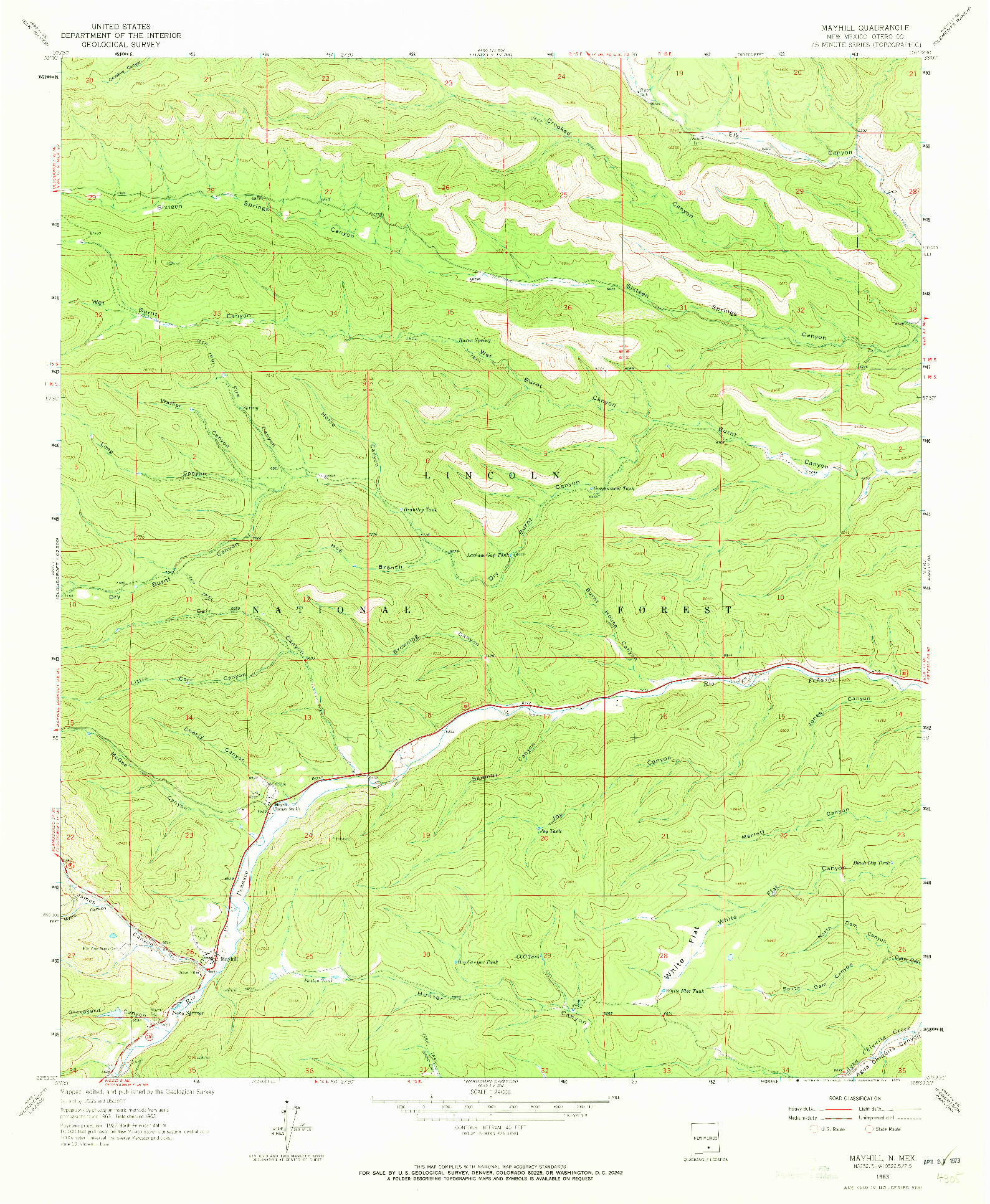 USGS 1:24000-SCALE QUADRANGLE FOR MAYHILL, NM 1963