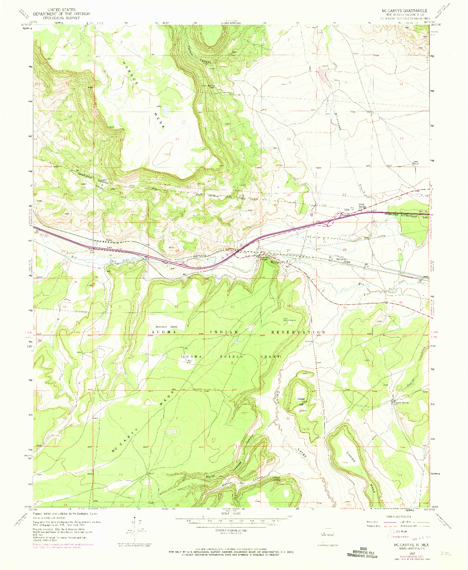 USGS 1:24000-SCALE QUADRANGLE FOR MC CARTYS, NM 1957