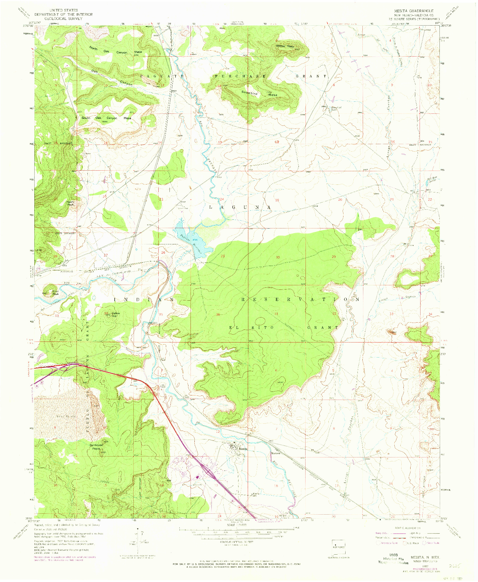 USGS 1:24000-SCALE QUADRANGLE FOR MESITA, NM 1957