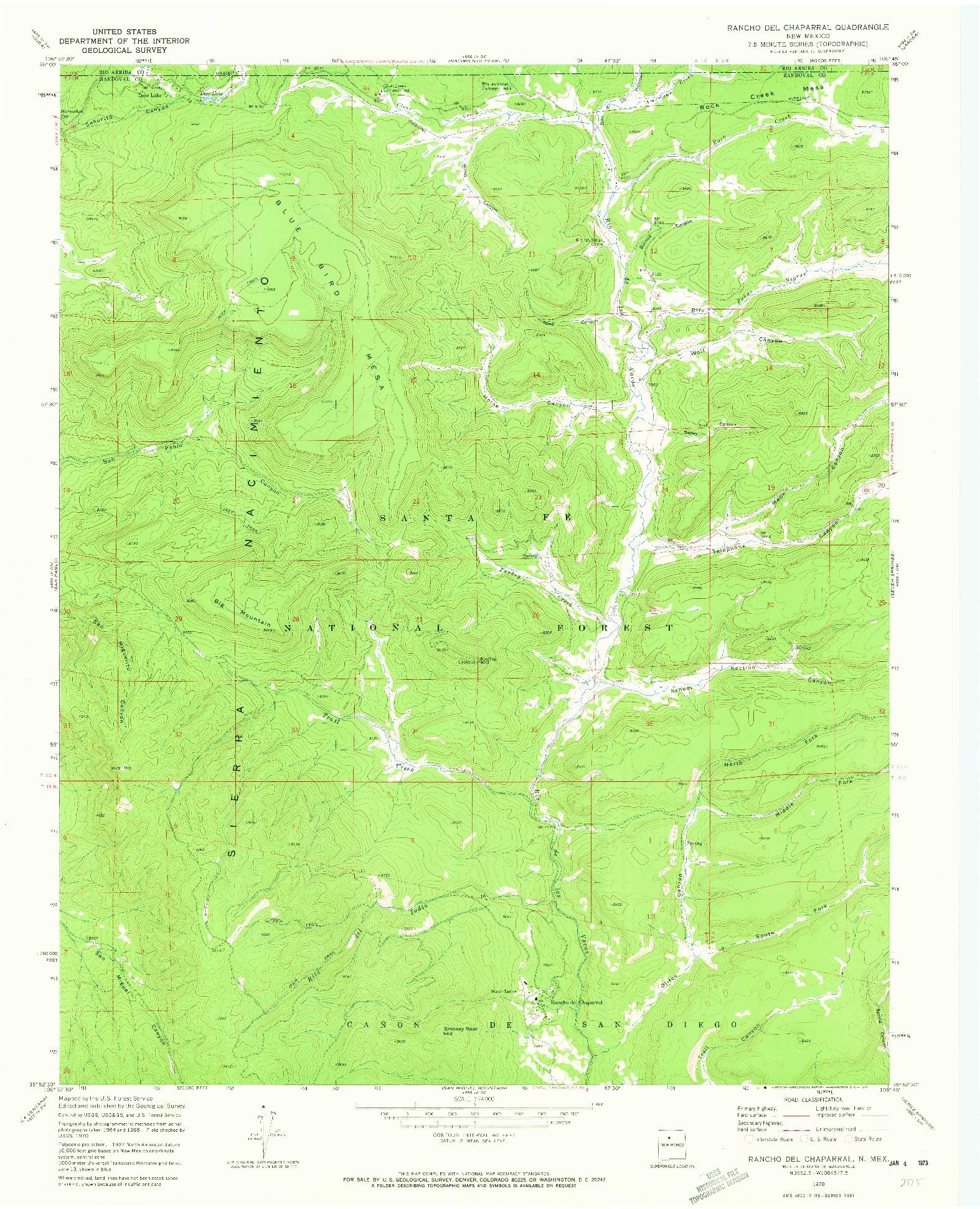 USGS 1:24000-SCALE QUADRANGLE FOR RANCHO DEL CHAPARRAL, NM 1970