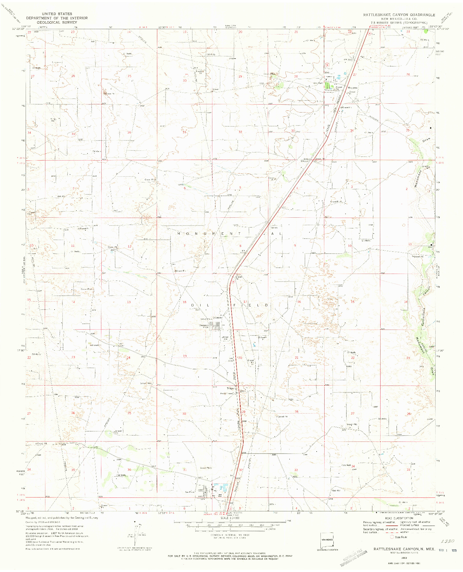 USGS 1:24000-SCALE QUADRANGLE FOR RATTLESNAKE CANYON, NM 1969