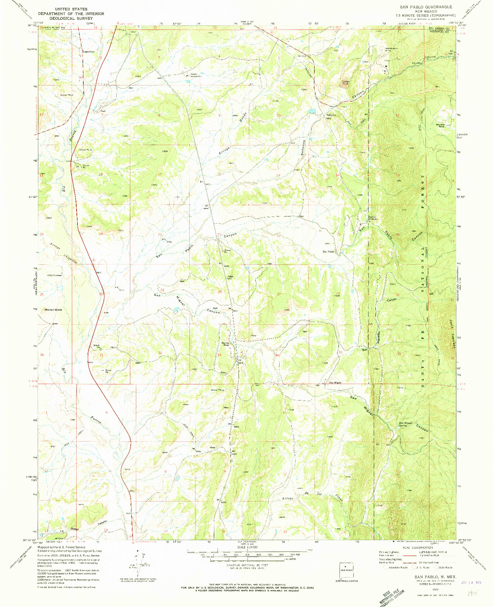 USGS 1:24000-SCALE QUADRANGLE FOR SAN PABLO, NM 1970