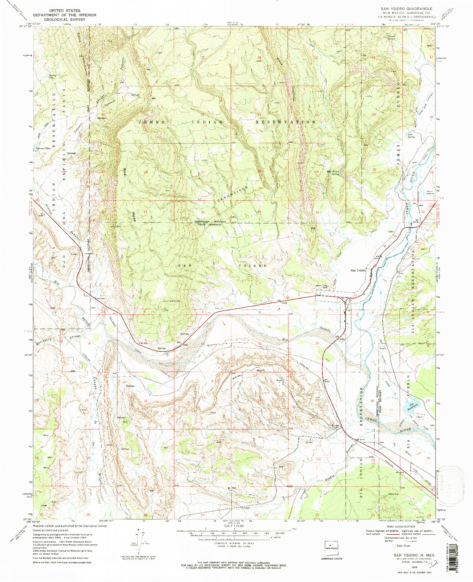 USGS 1:24000-SCALE QUADRANGLE FOR SAN YSIDRO, NM 1969