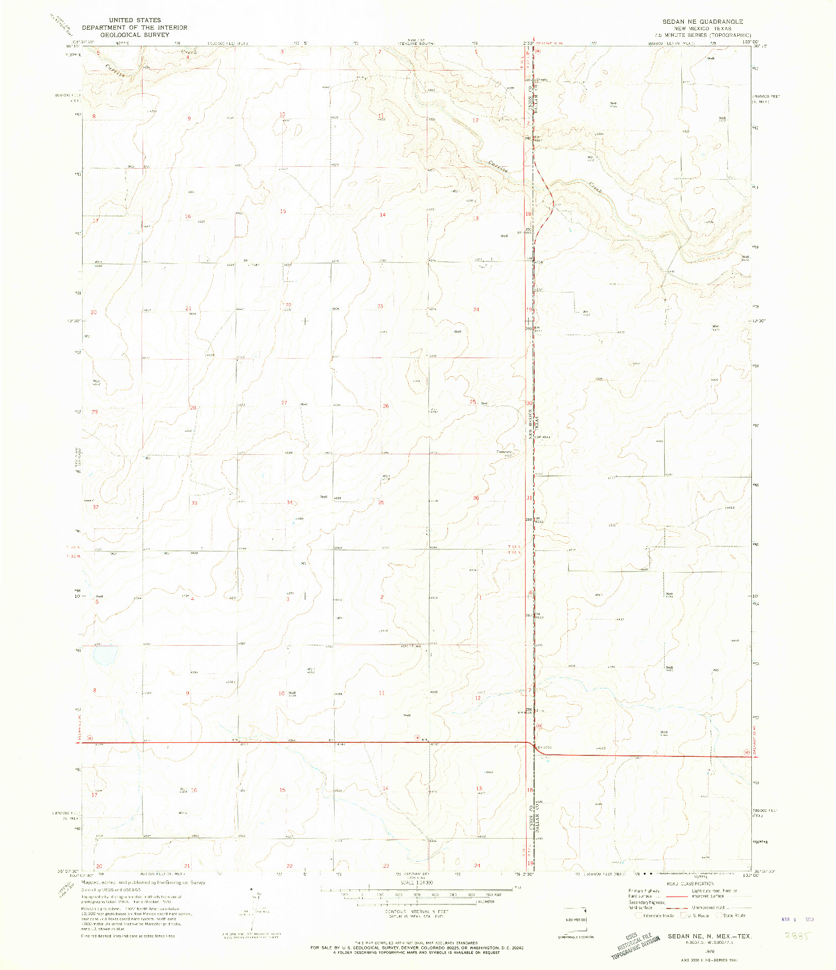 USGS 1:24000-SCALE QUADRANGLE FOR SEDAN NE, NM 1970