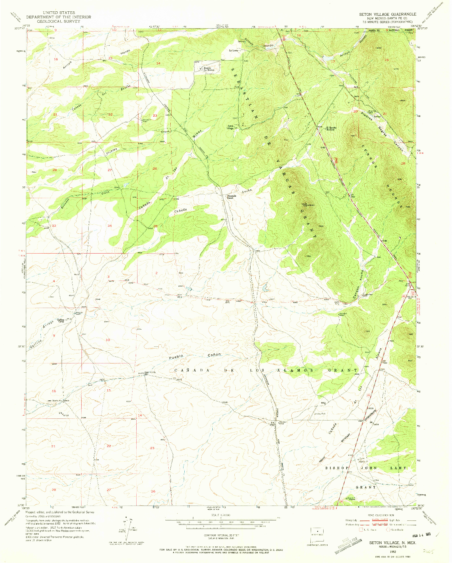 USGS 1:24000-SCALE QUADRANGLE FOR SETON VILLAGE, NM 1952