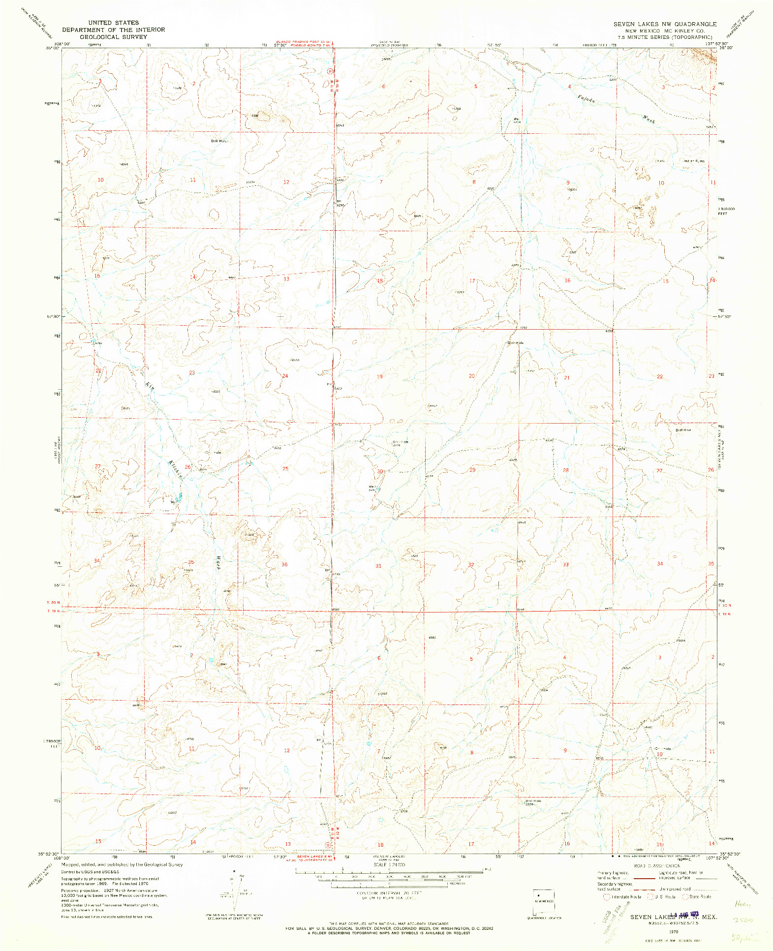 USGS 1:24000-SCALE QUADRANGLE FOR SEVEN LAKES NW, NM 1970