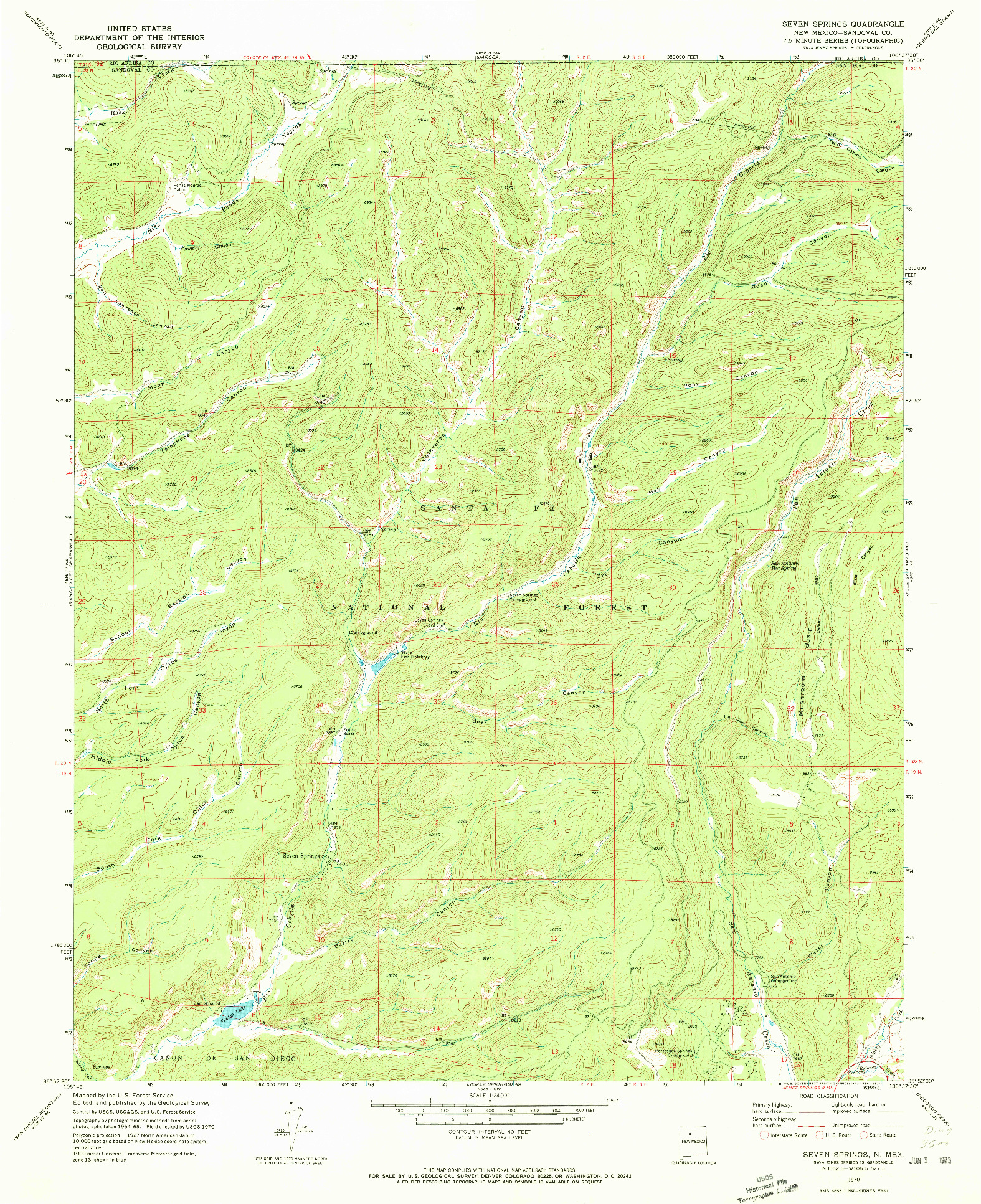 USGS 1:24000-SCALE QUADRANGLE FOR SEVEN SPRINGS, NM 1970