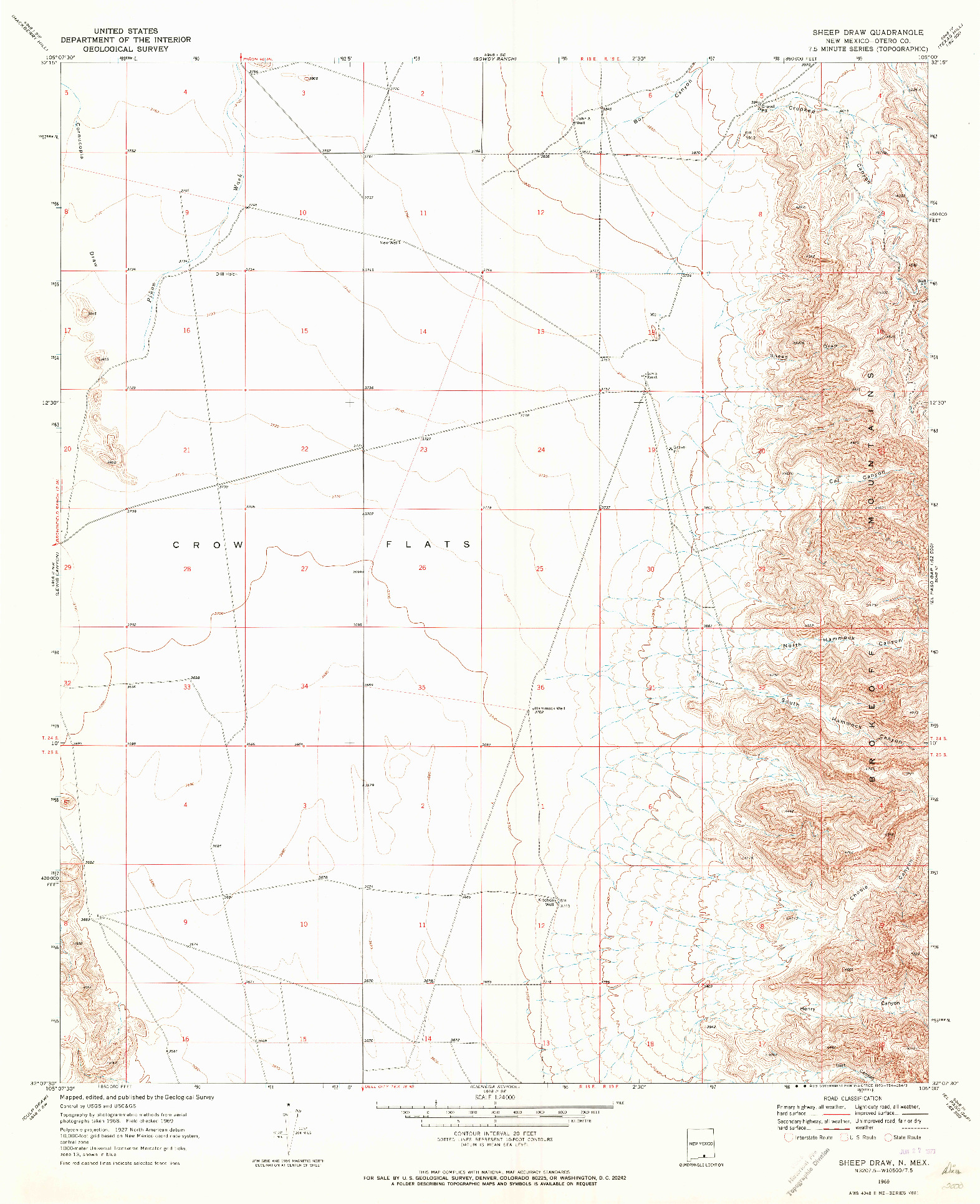 USGS 1:24000-SCALE QUADRANGLE FOR SHEEP DRAW, NM 1969