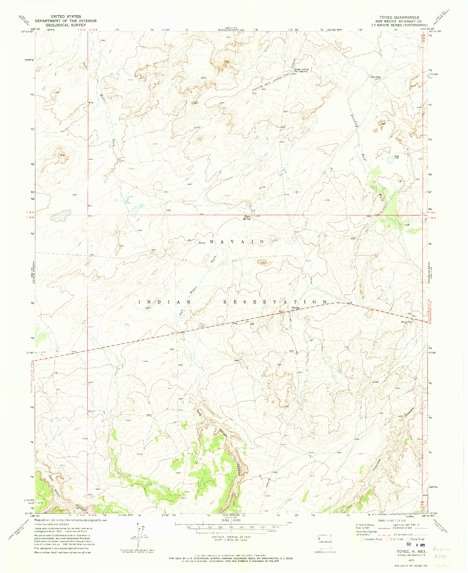 USGS 1:24000-SCALE QUADRANGLE FOR TOYEE, NM 1970