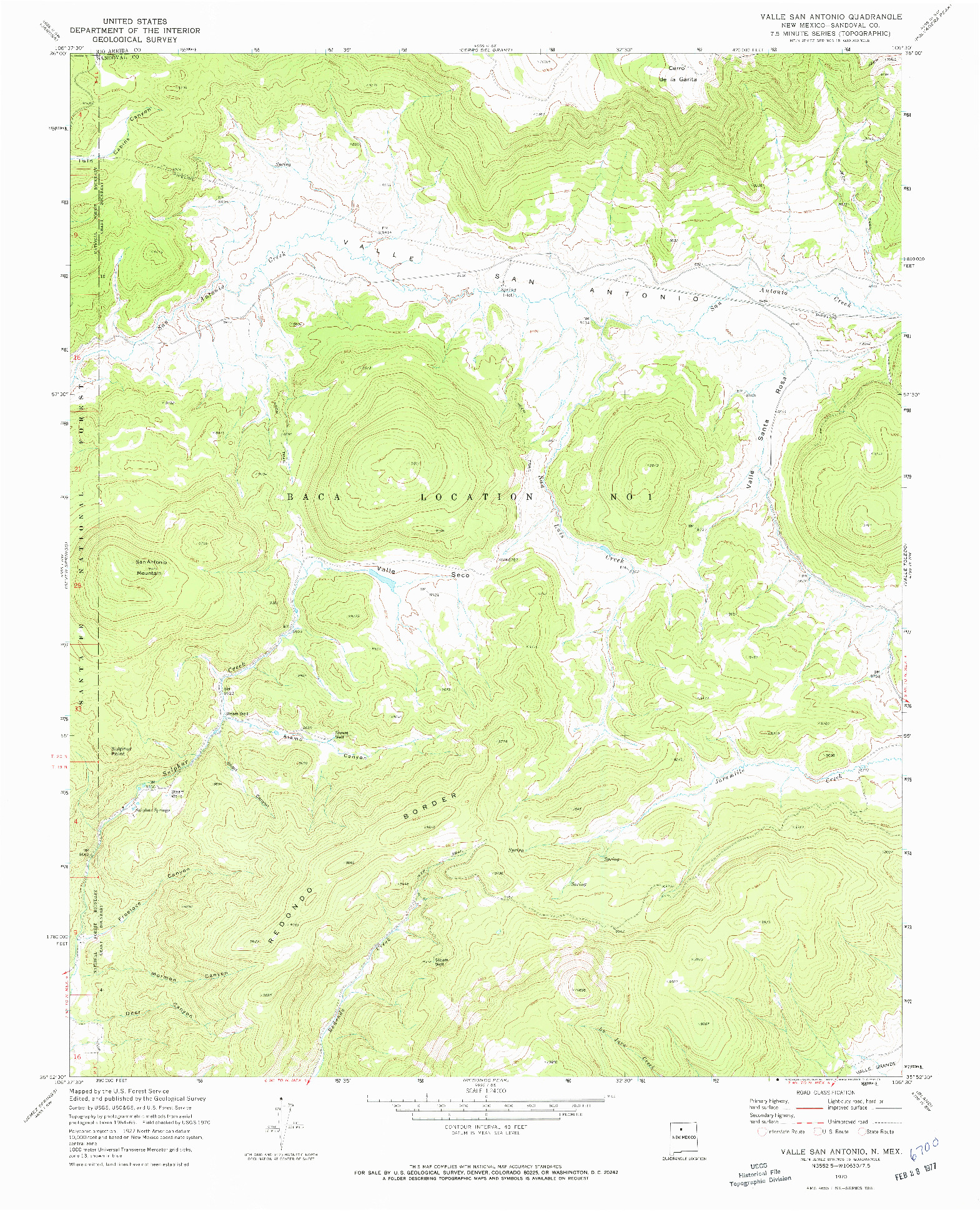 USGS 1:24000-SCALE QUADRANGLE FOR VALLE SAN ANTONIO, NM 1970