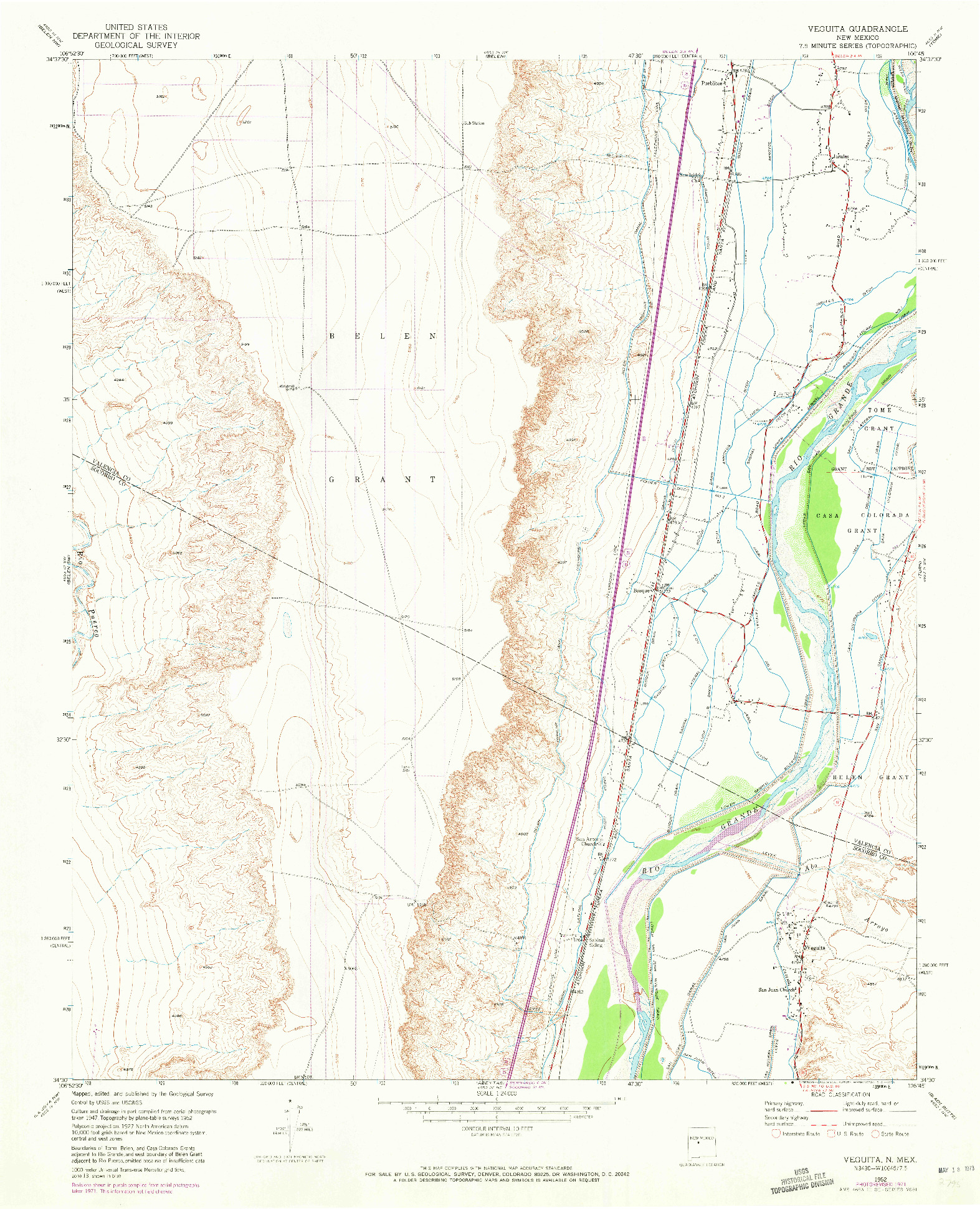 USGS 1:24000-SCALE QUADRANGLE FOR VEGUITA, NM 1952