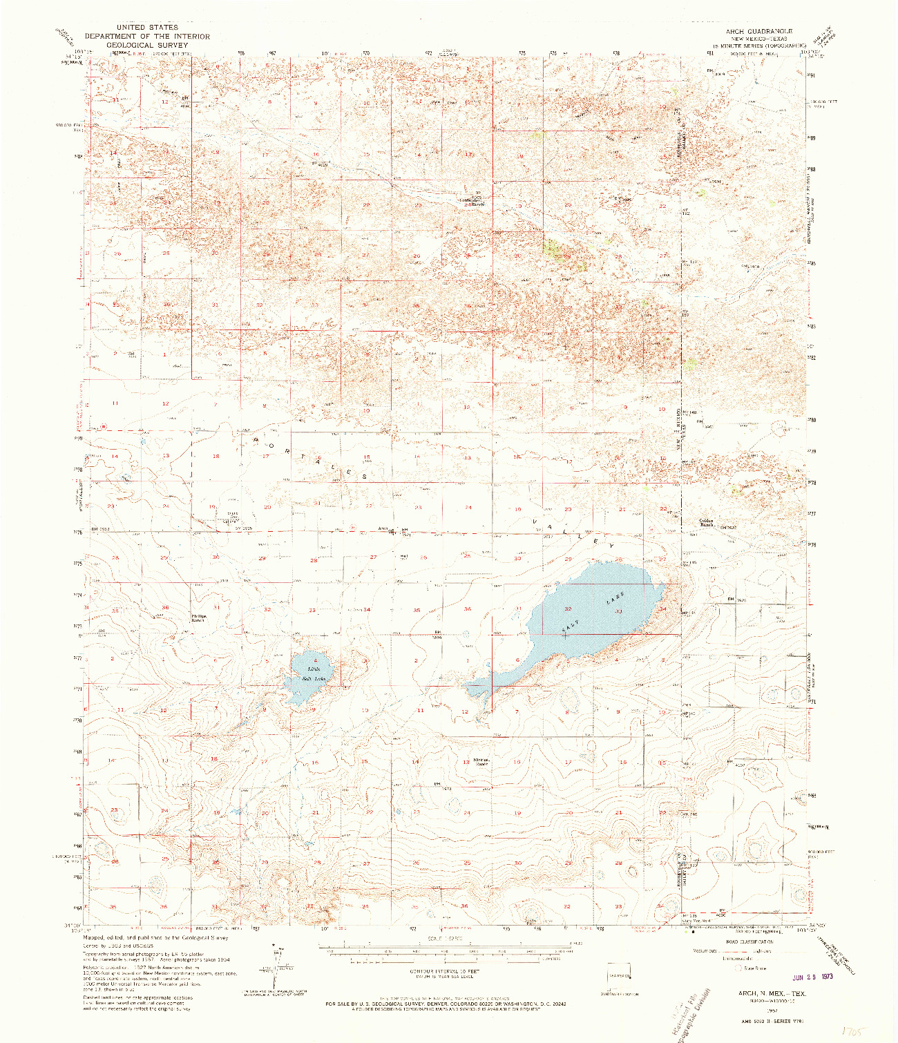 USGS 1:62500-SCALE QUADRANGLE FOR ARCH, NM 1957