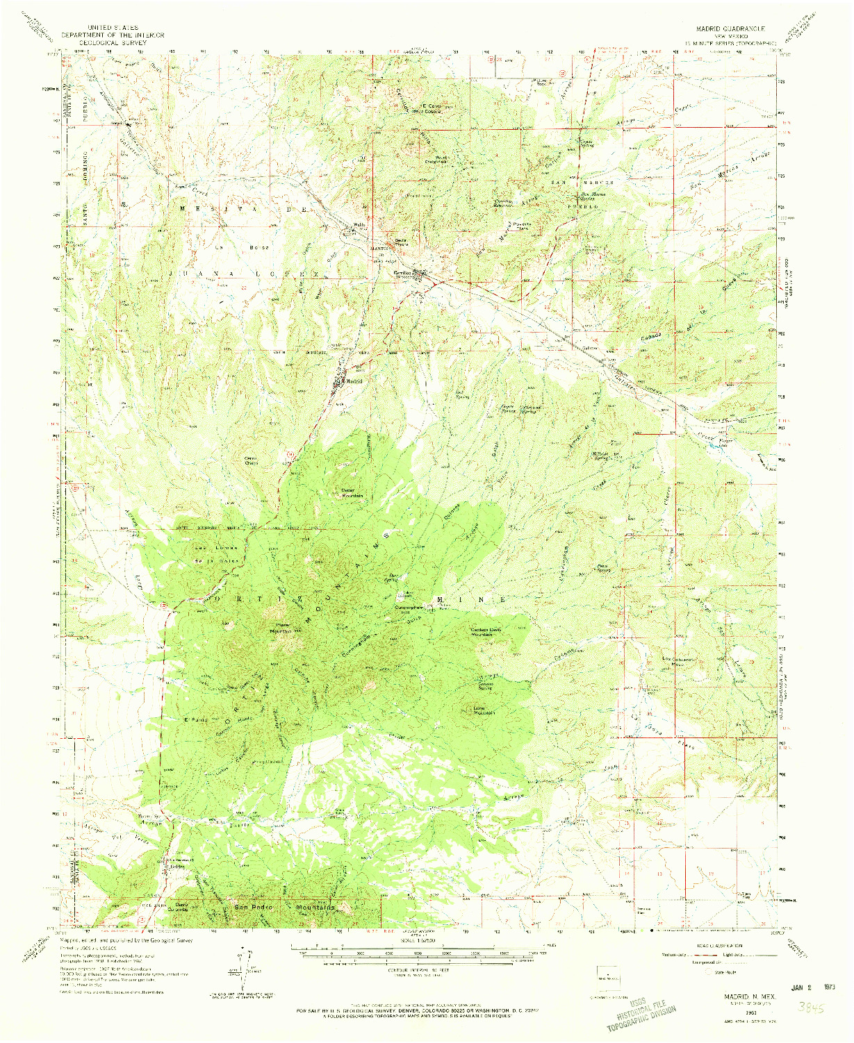 USGS 1:62500-SCALE QUADRANGLE FOR MADRID, NM 1961