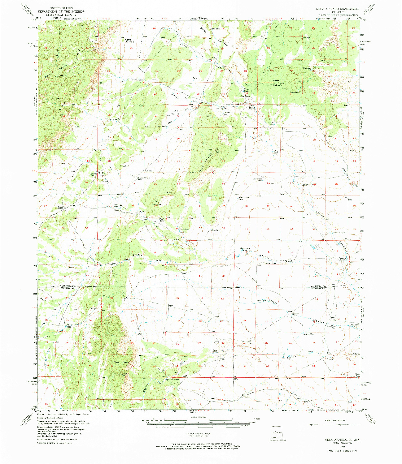 USGS 1:62500-SCALE QUADRANGLE FOR MESA APAREJO, NM 1956