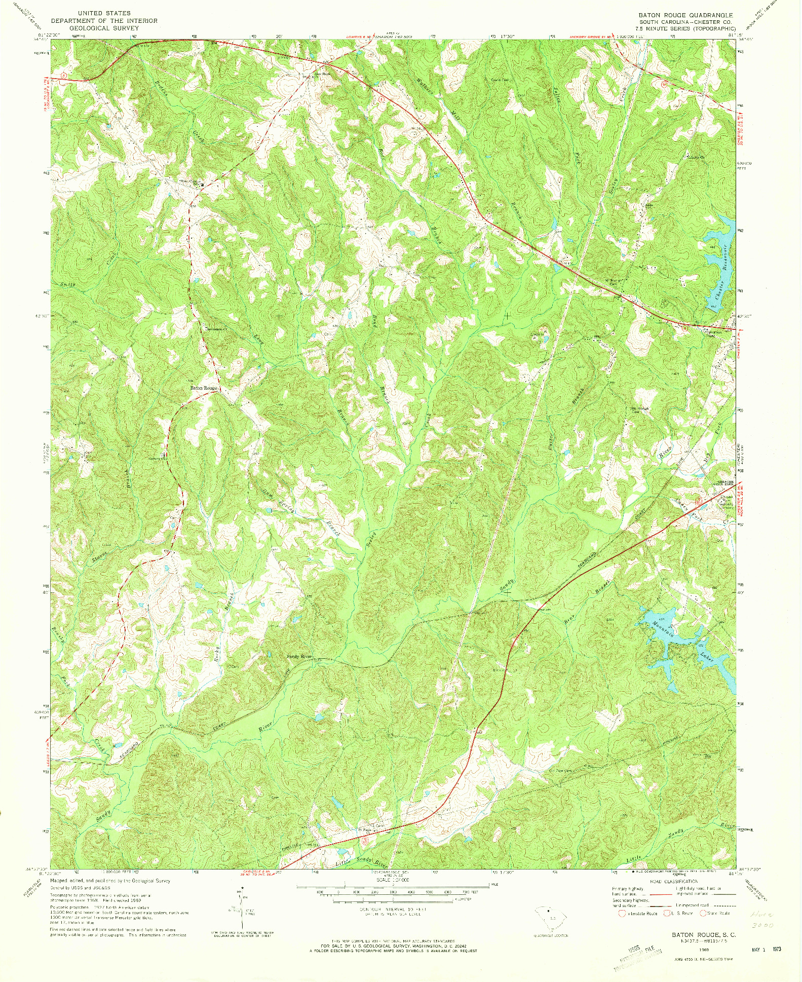 USGS 1:24000-SCALE QUADRANGLE FOR BATON ROUGE, SC 1969