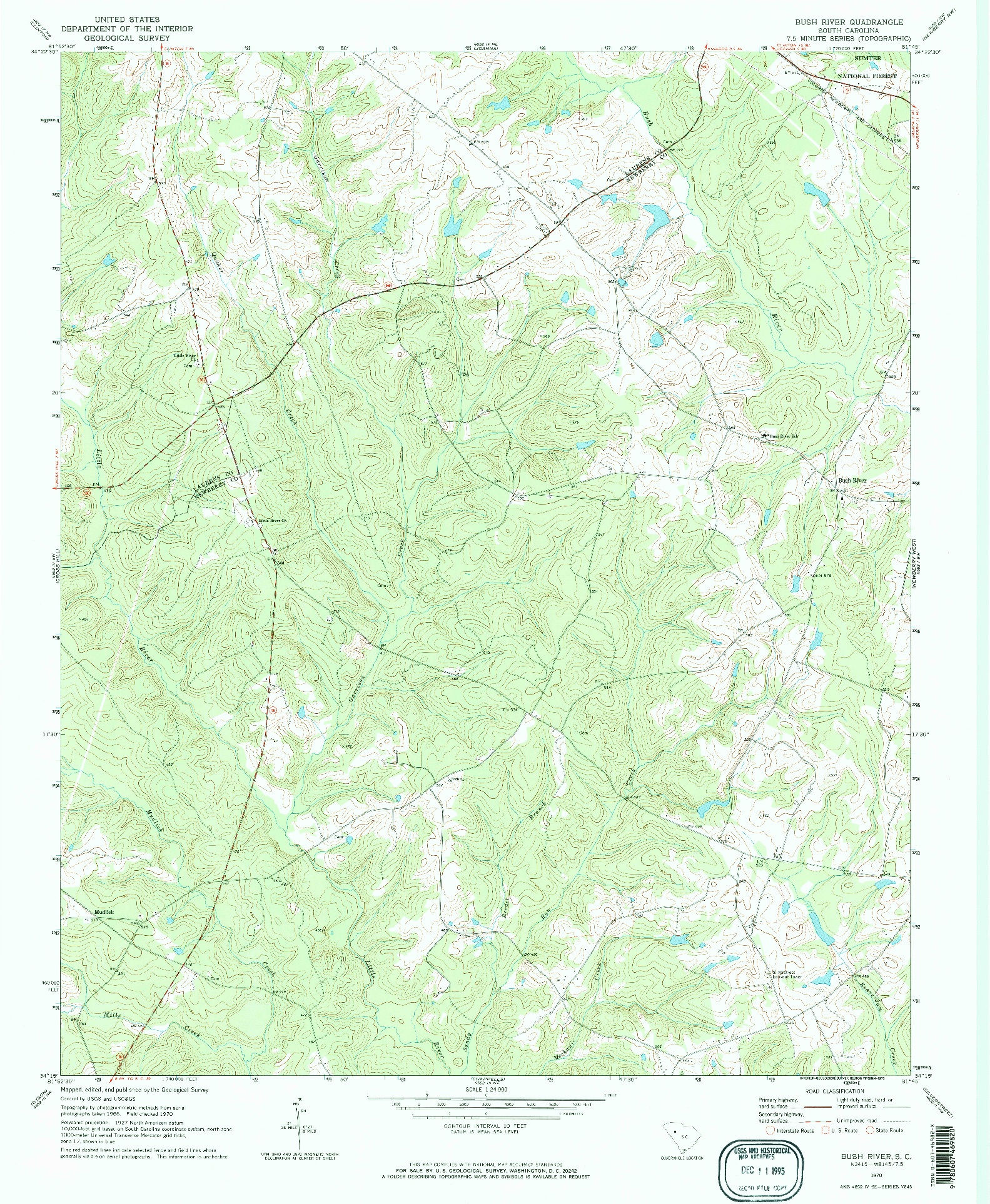 USGS 1:24000-SCALE QUADRANGLE FOR BUSH RIVER, SC 1970