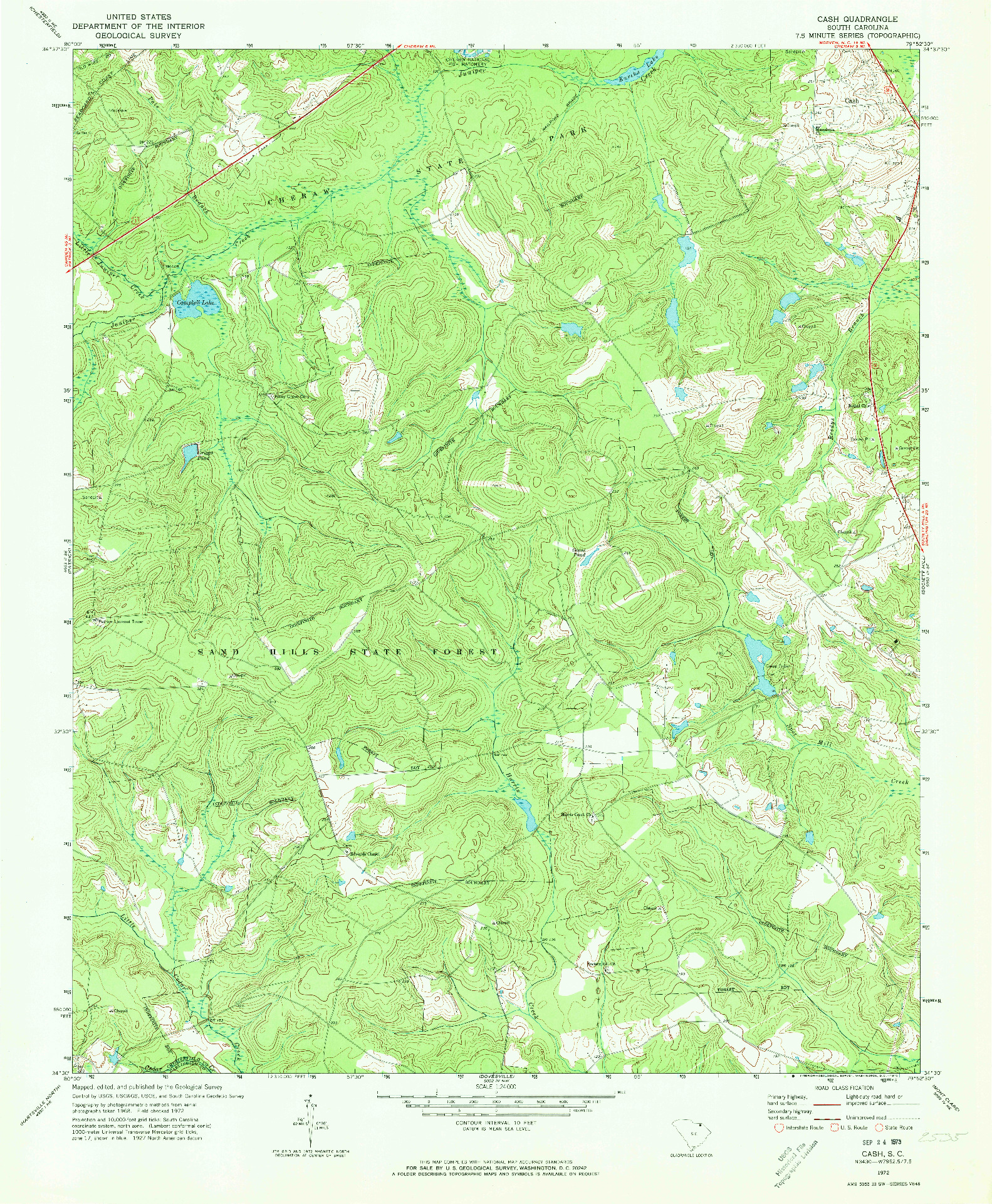 USGS 1:24000-SCALE QUADRANGLE FOR CASH, SC 1972