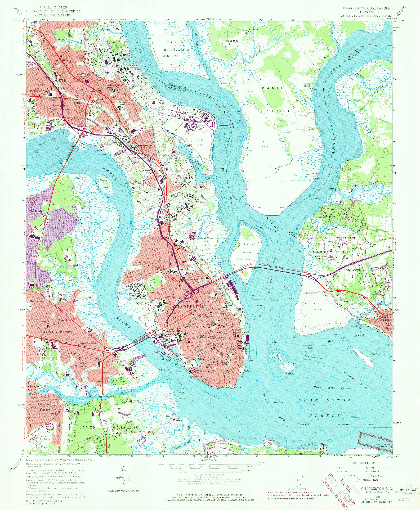 USGS 1:24000-SCALE QUADRANGLE FOR CHARLESTON, SC 1958