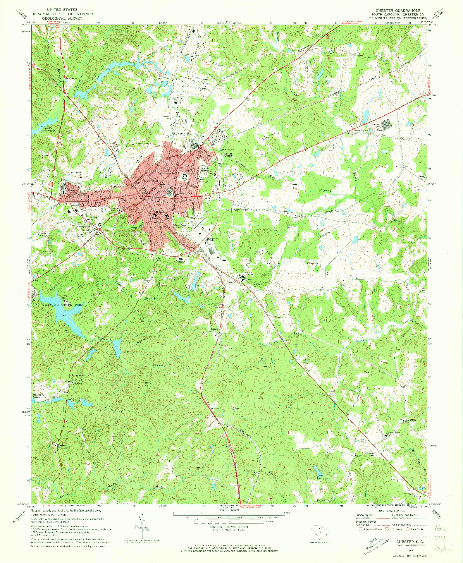 USGS 1:24000-SCALE QUADRANGLE FOR CHESTER, SC 1969