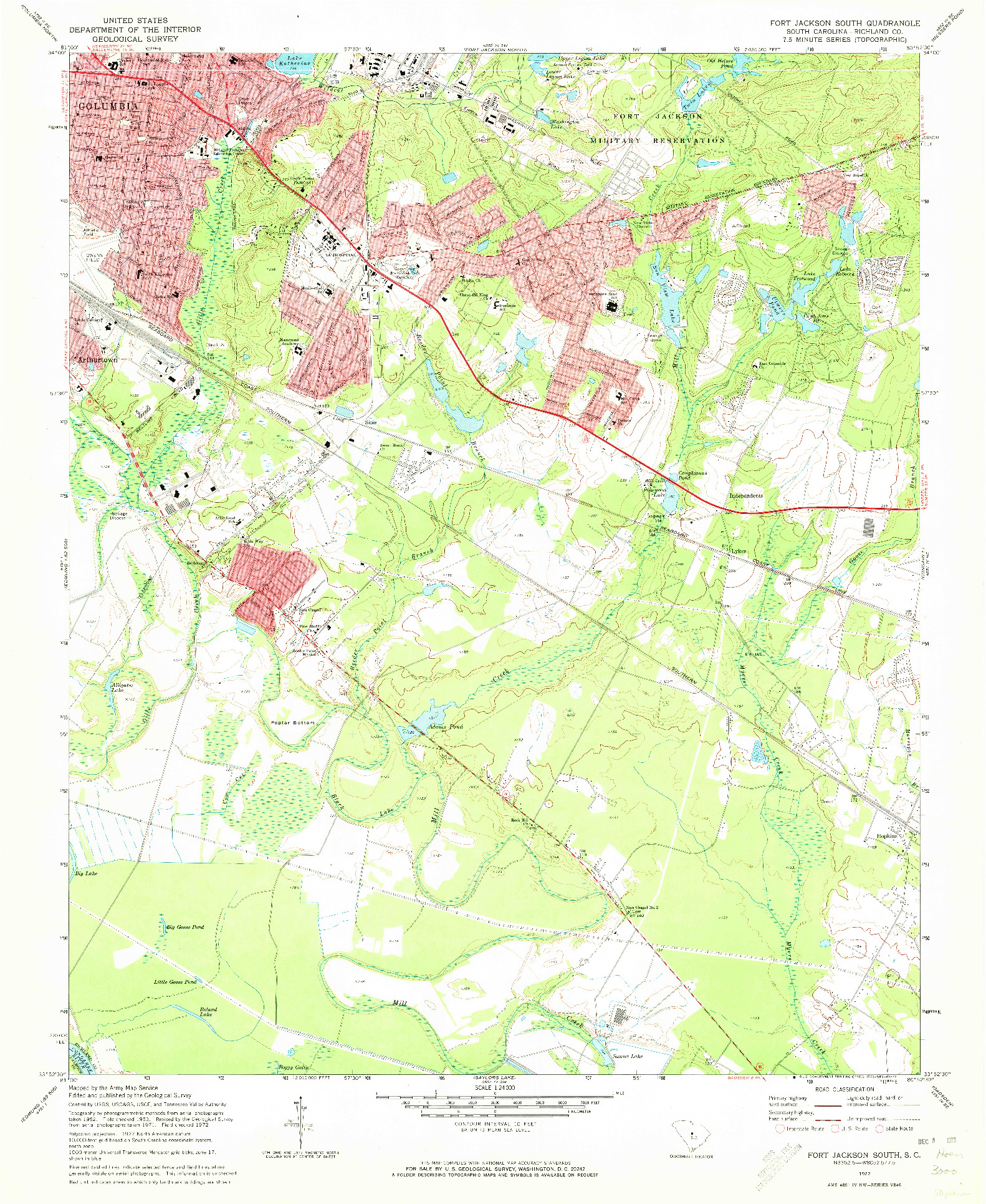 USGS 1:24000-SCALE QUADRANGLE FOR FORT JACKSON SOUTH, SC 1972