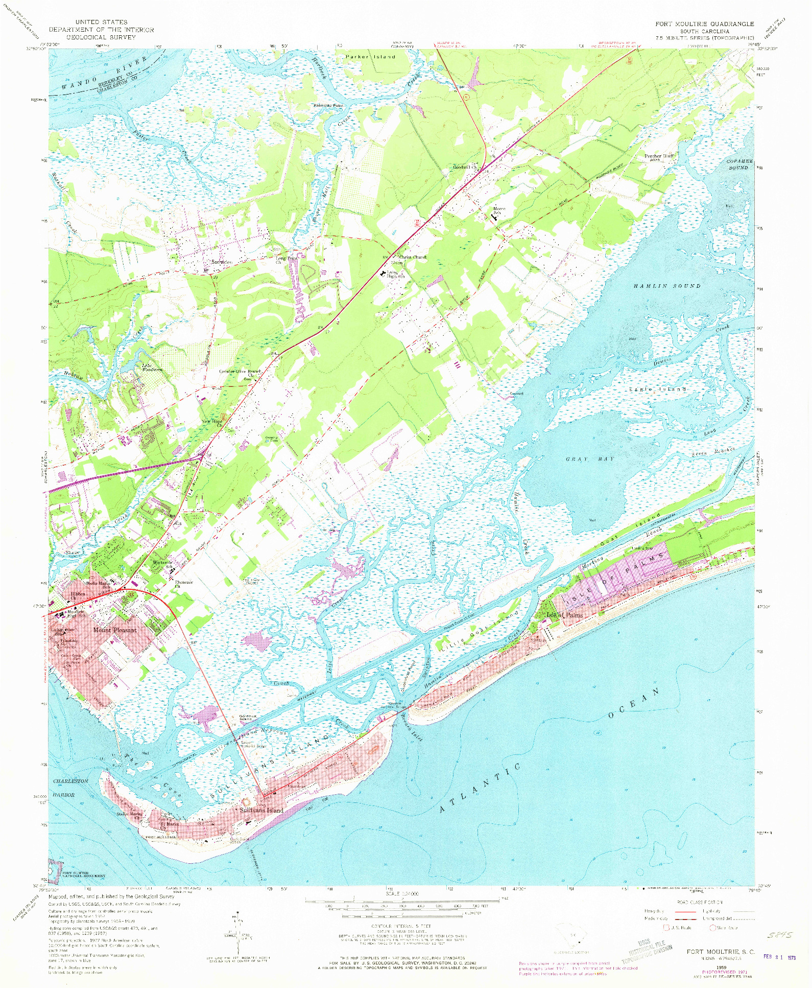 USGS 1:24000-SCALE QUADRANGLE FOR FORT MOULTRIE, SC 1959