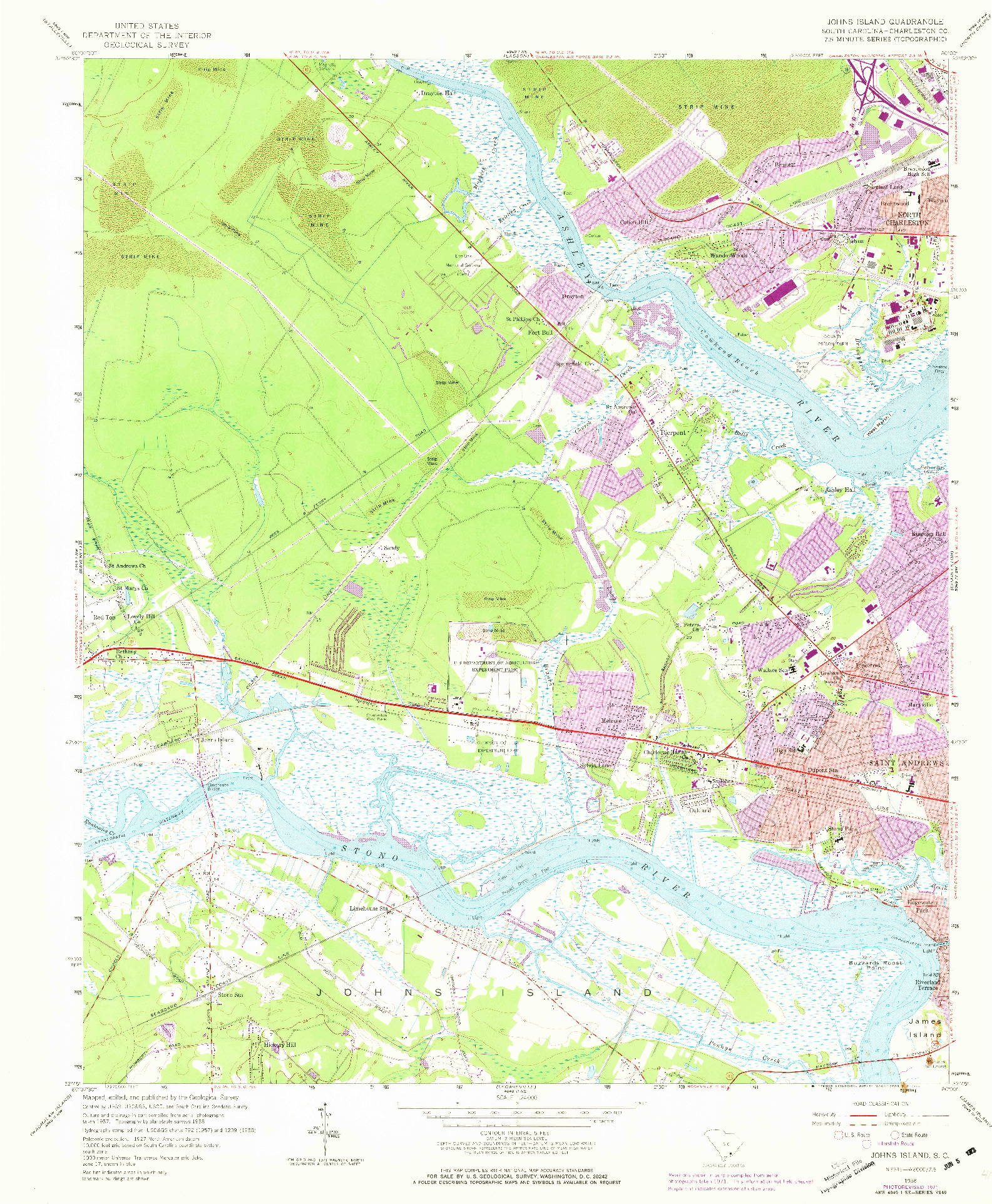 USGS 1:24000-SCALE QUADRANGLE FOR JOHNS ISLAND, SC 1958