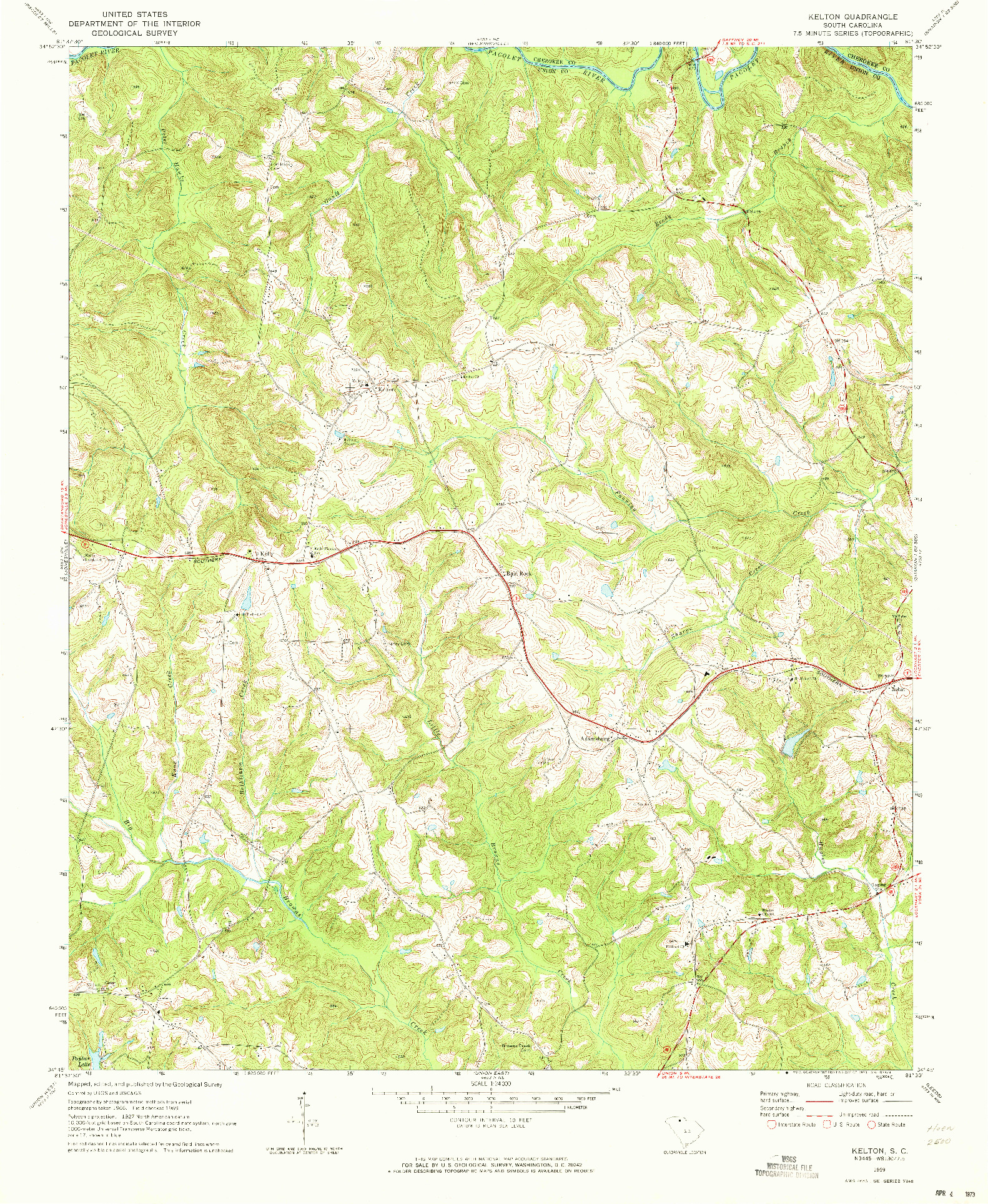 USGS 1:24000-SCALE QUADRANGLE FOR KELTON, SC 1969
